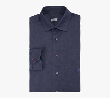 Shirt with Short Collar and Micro Griffon Embroidery
