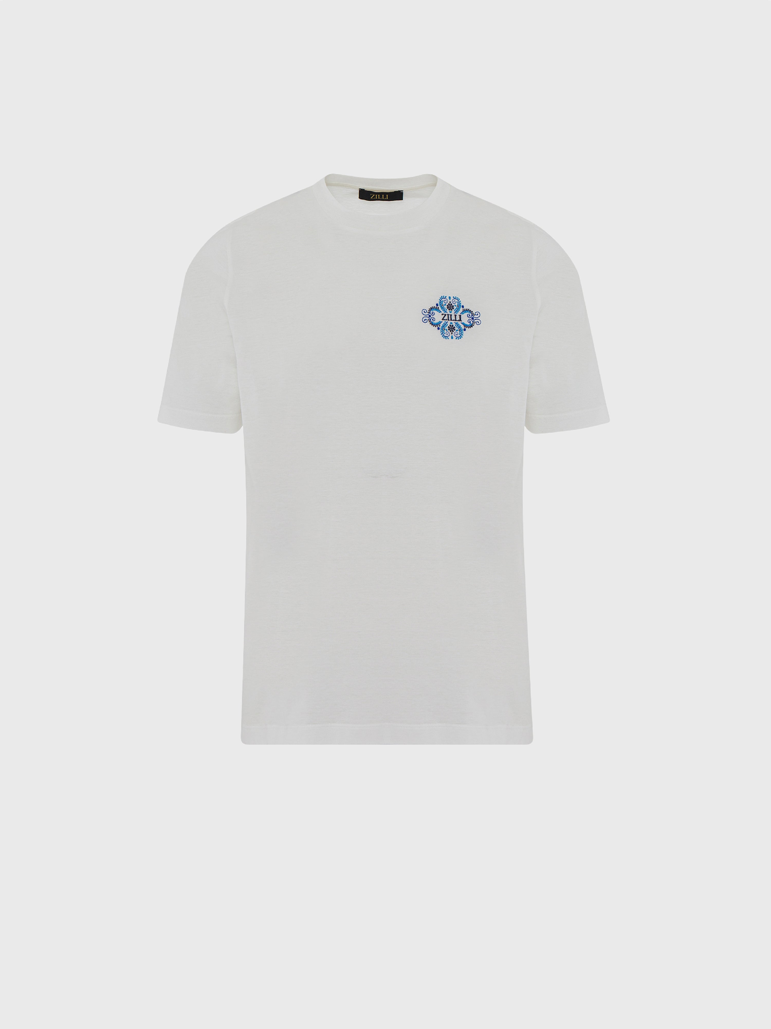 Cotton Round Neck T-Shirt with Zilli Lettering Embroidery