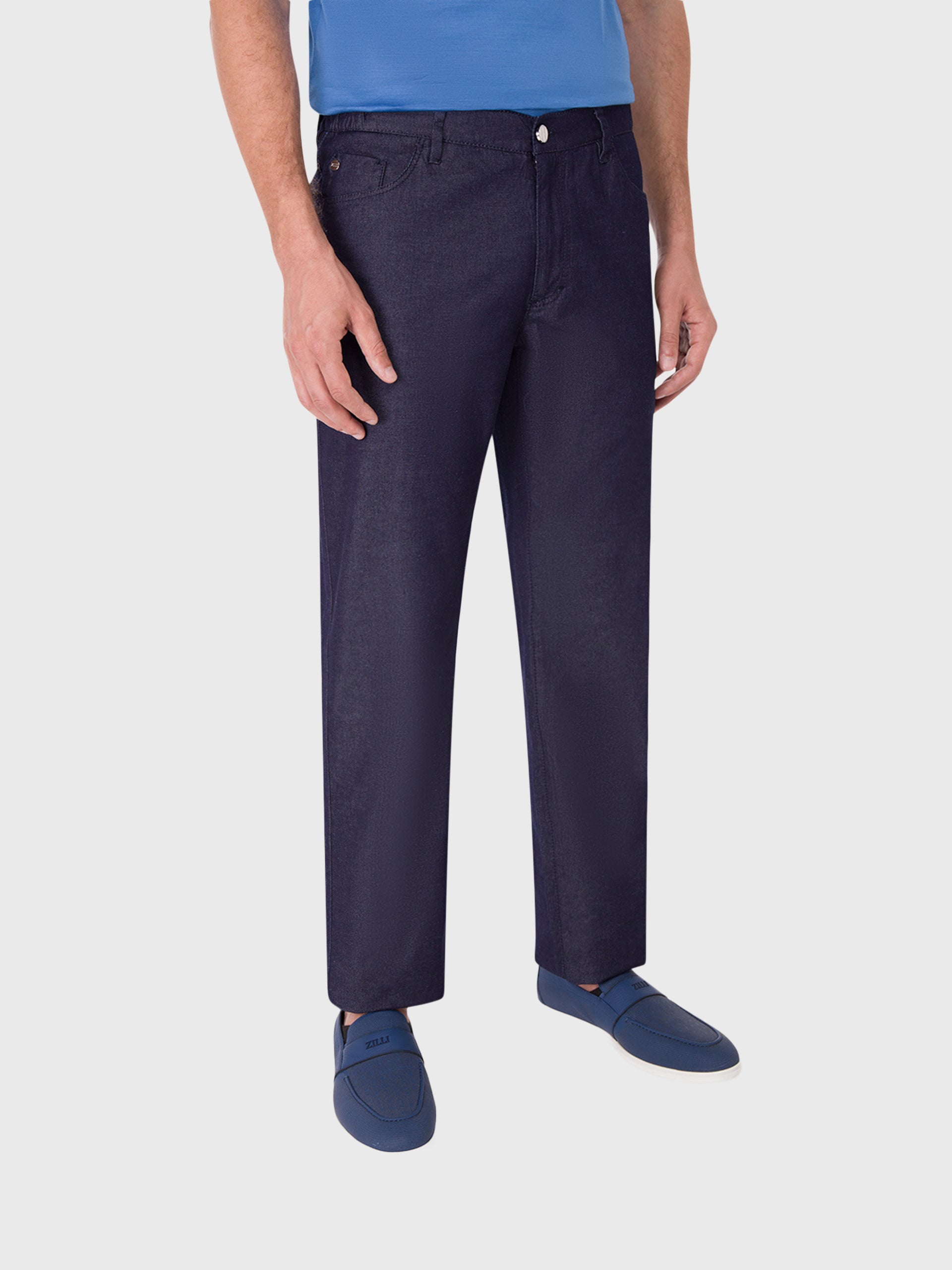 Slim Fit Cotton and Silk Jeans