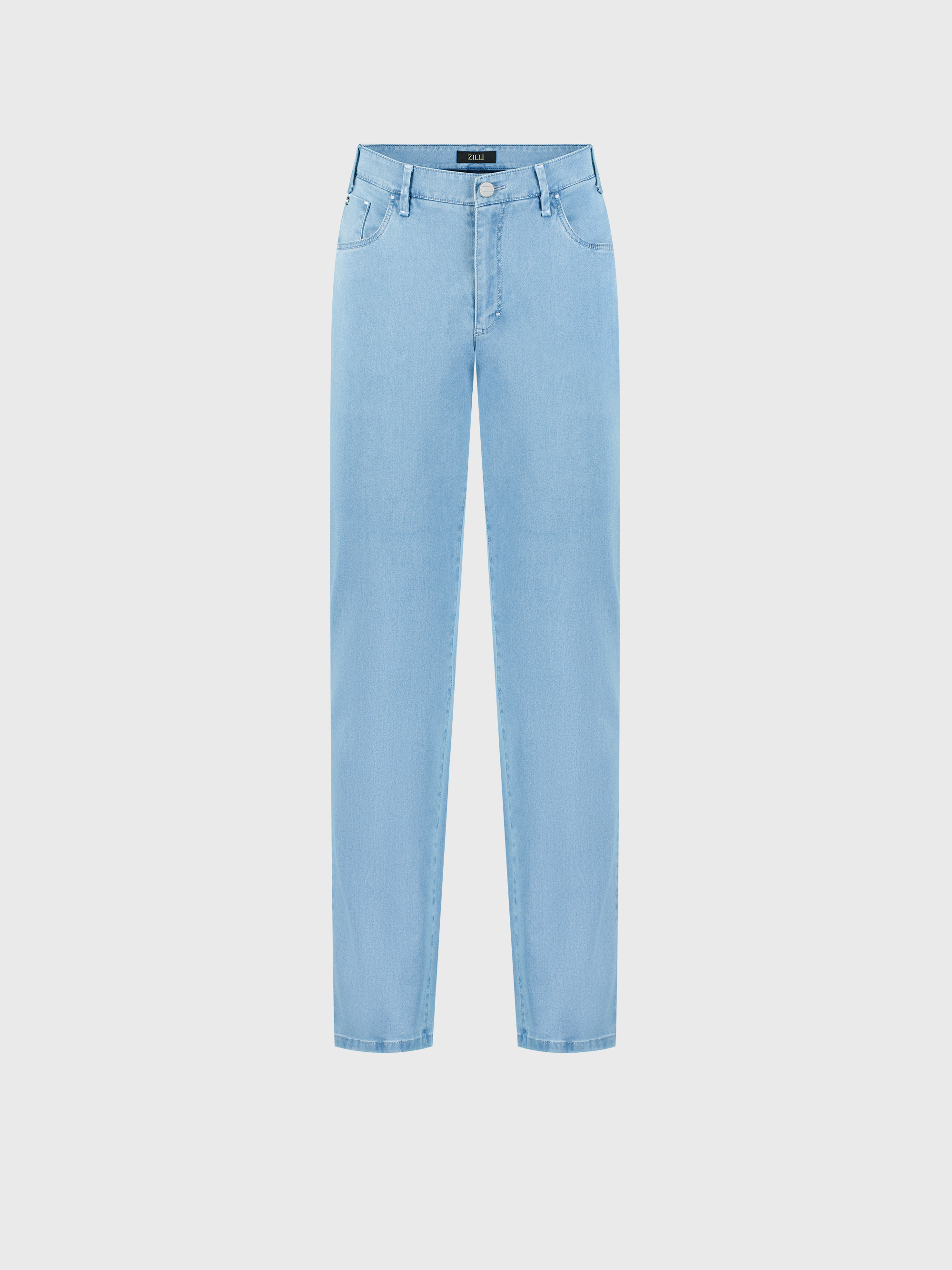 Slim Fit Cotton Jeans with Calfskin Patch