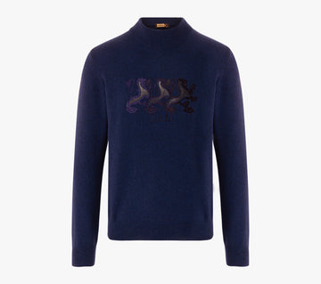 Wool and Cashmere Sweater with Triple Griffon Embroidery