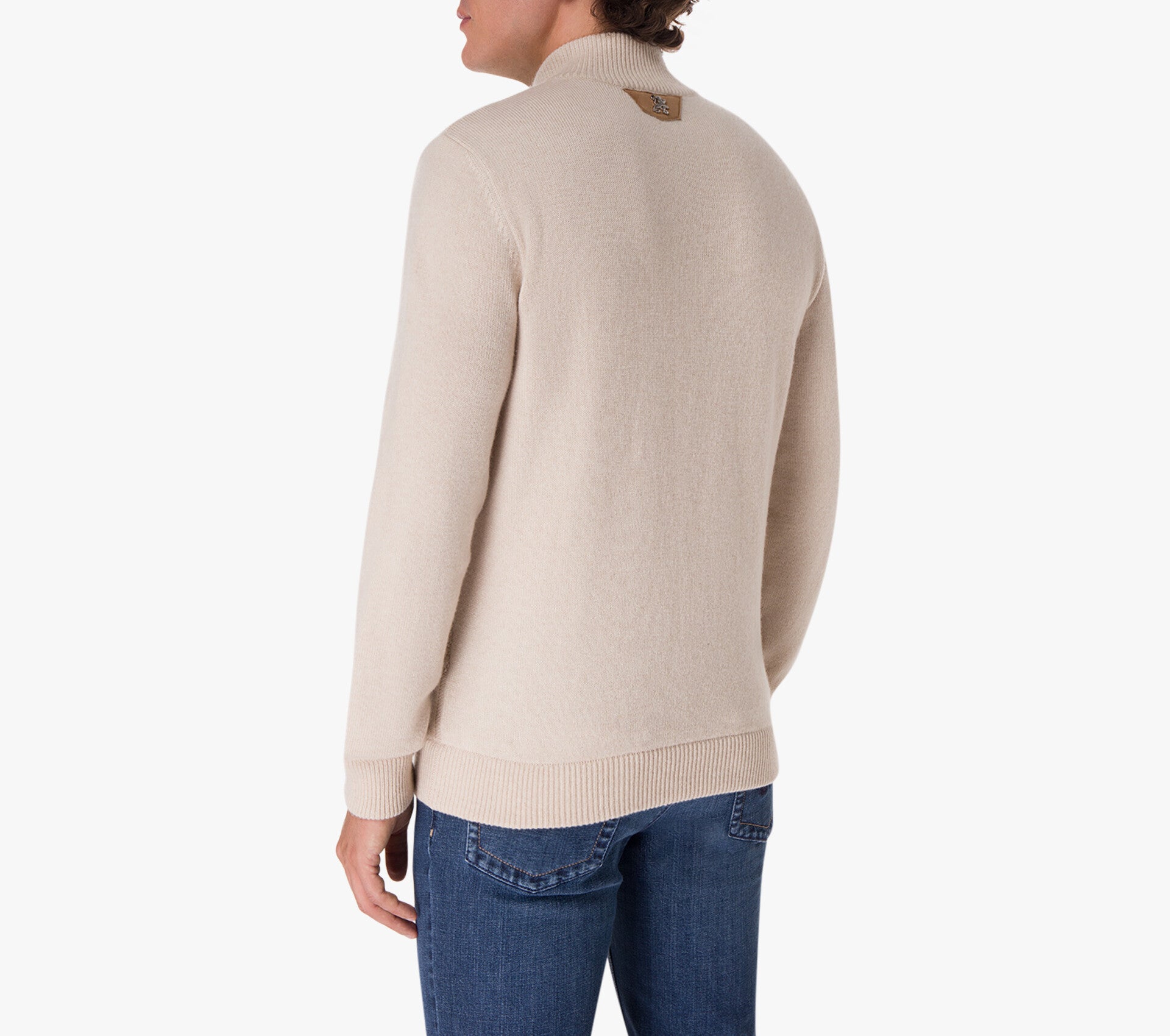 Cashmere Cardigan with Suede Calfskin Details