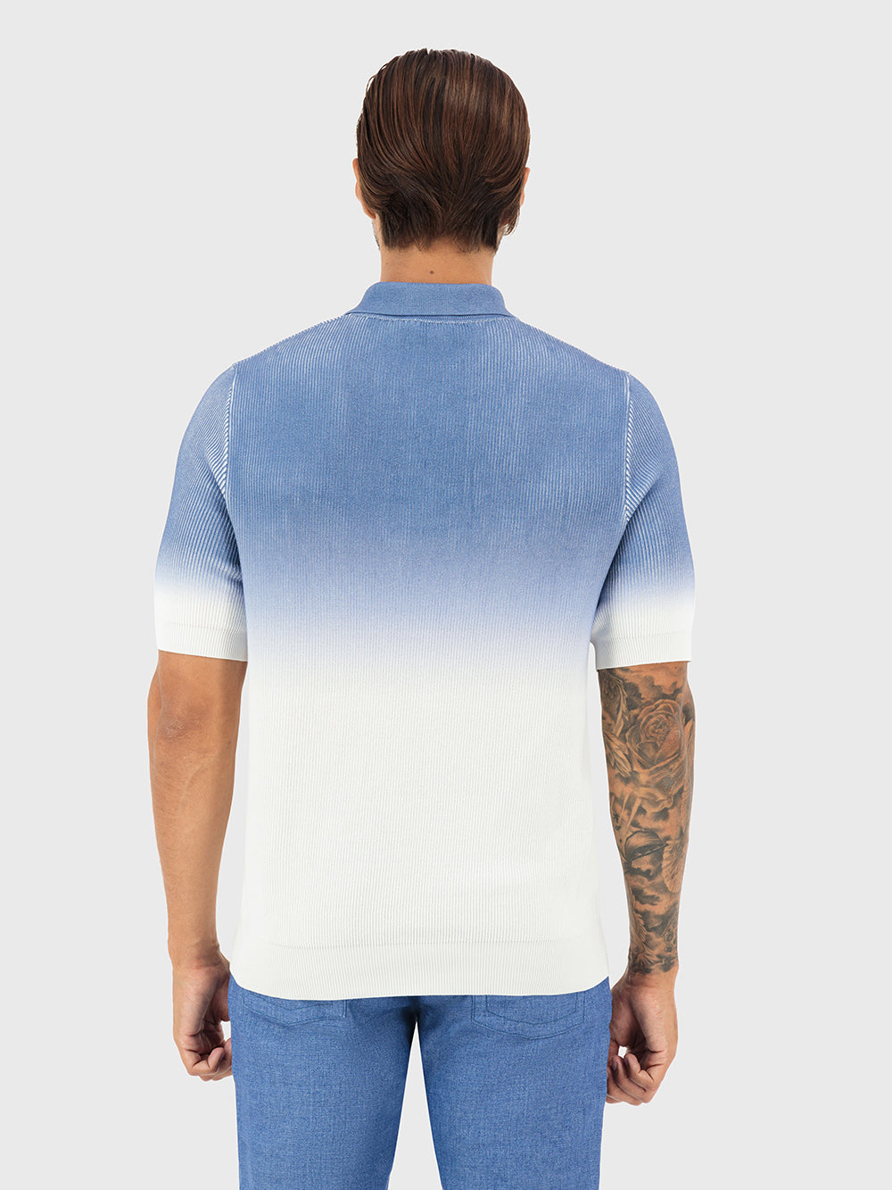 Ombre Zipped Short Sleeve Polo