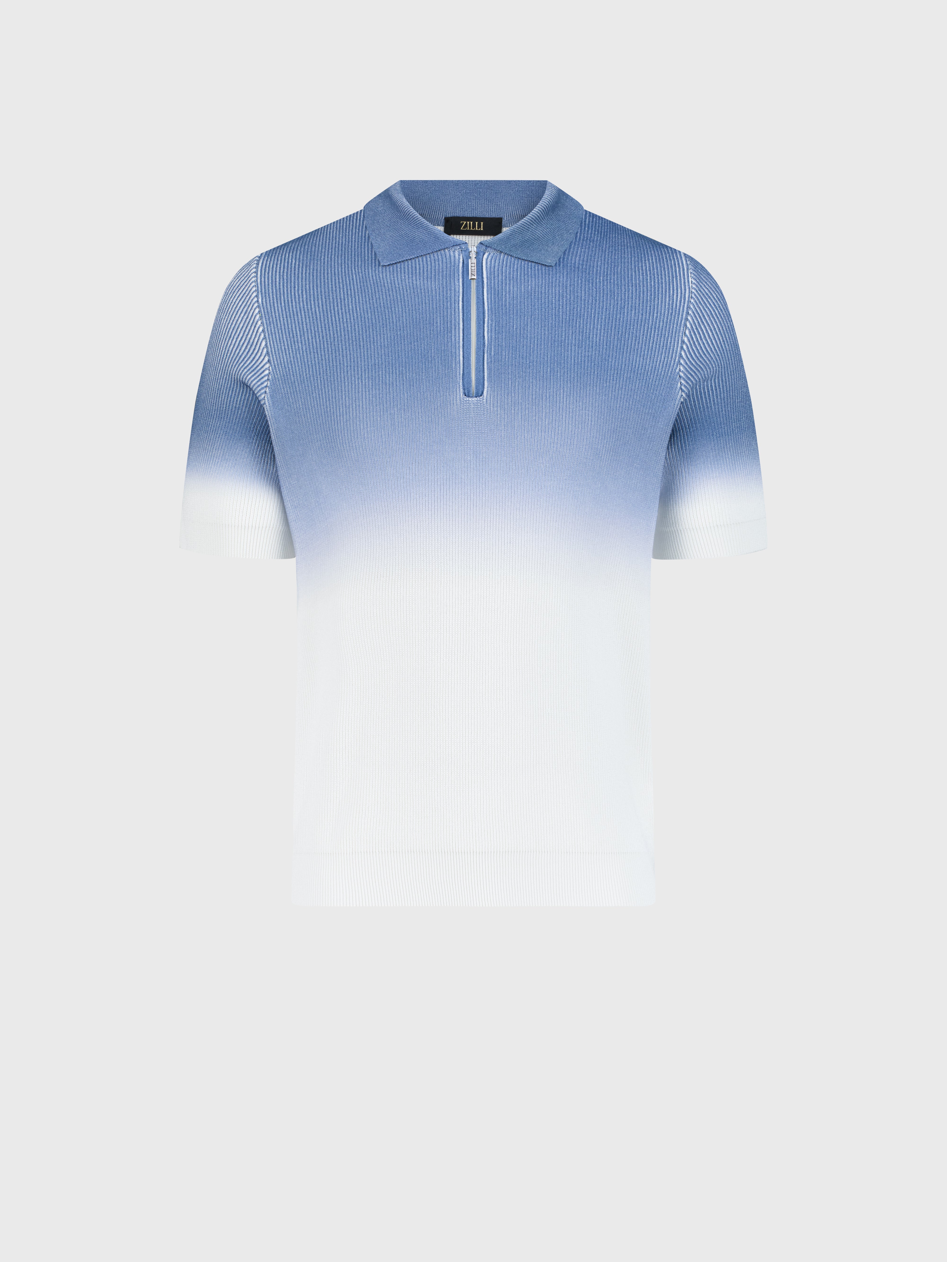 Ombre Zipped Short Sleeve Polo
