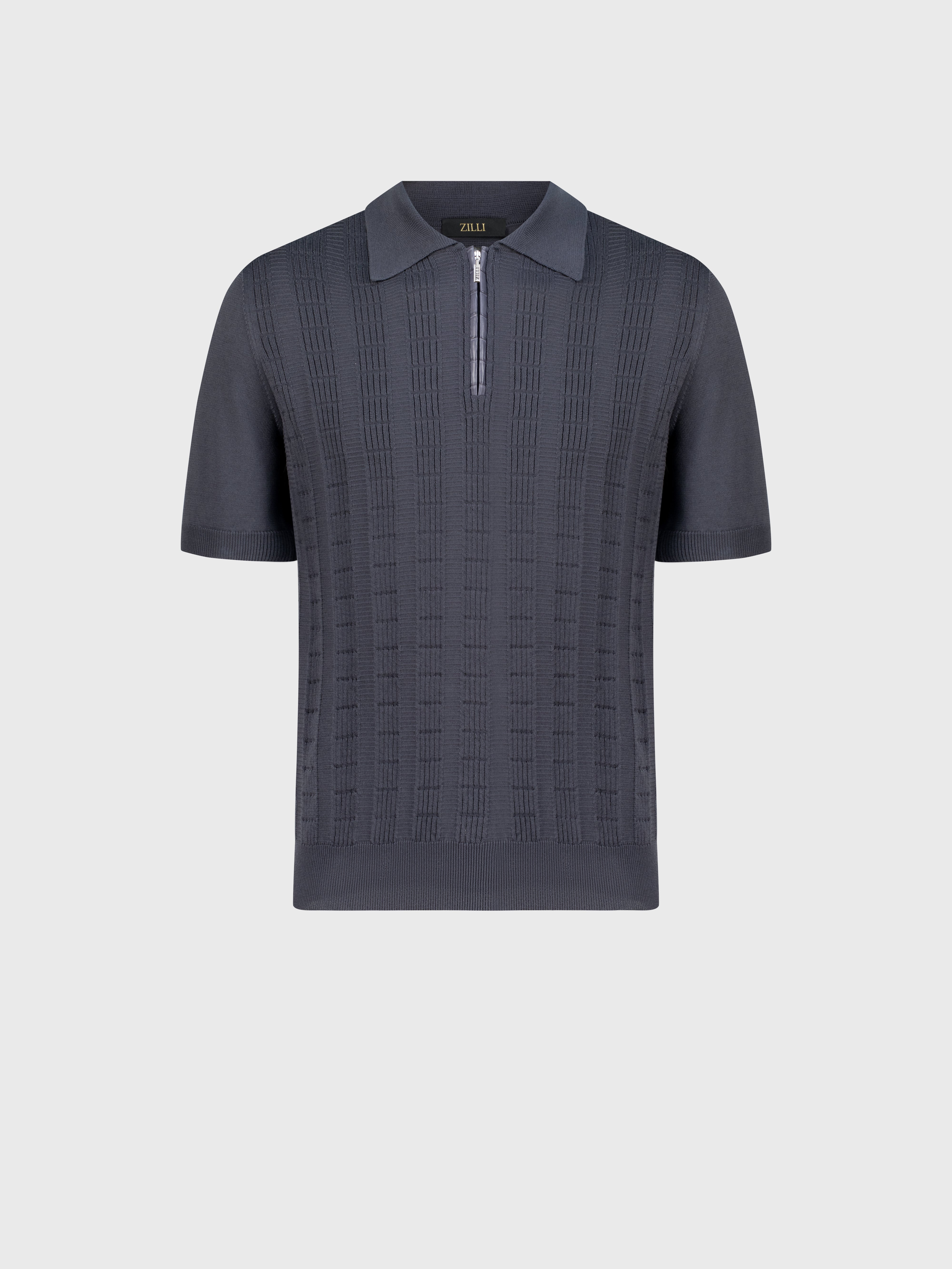 Zipped Polo Shirt with Crocodile Details