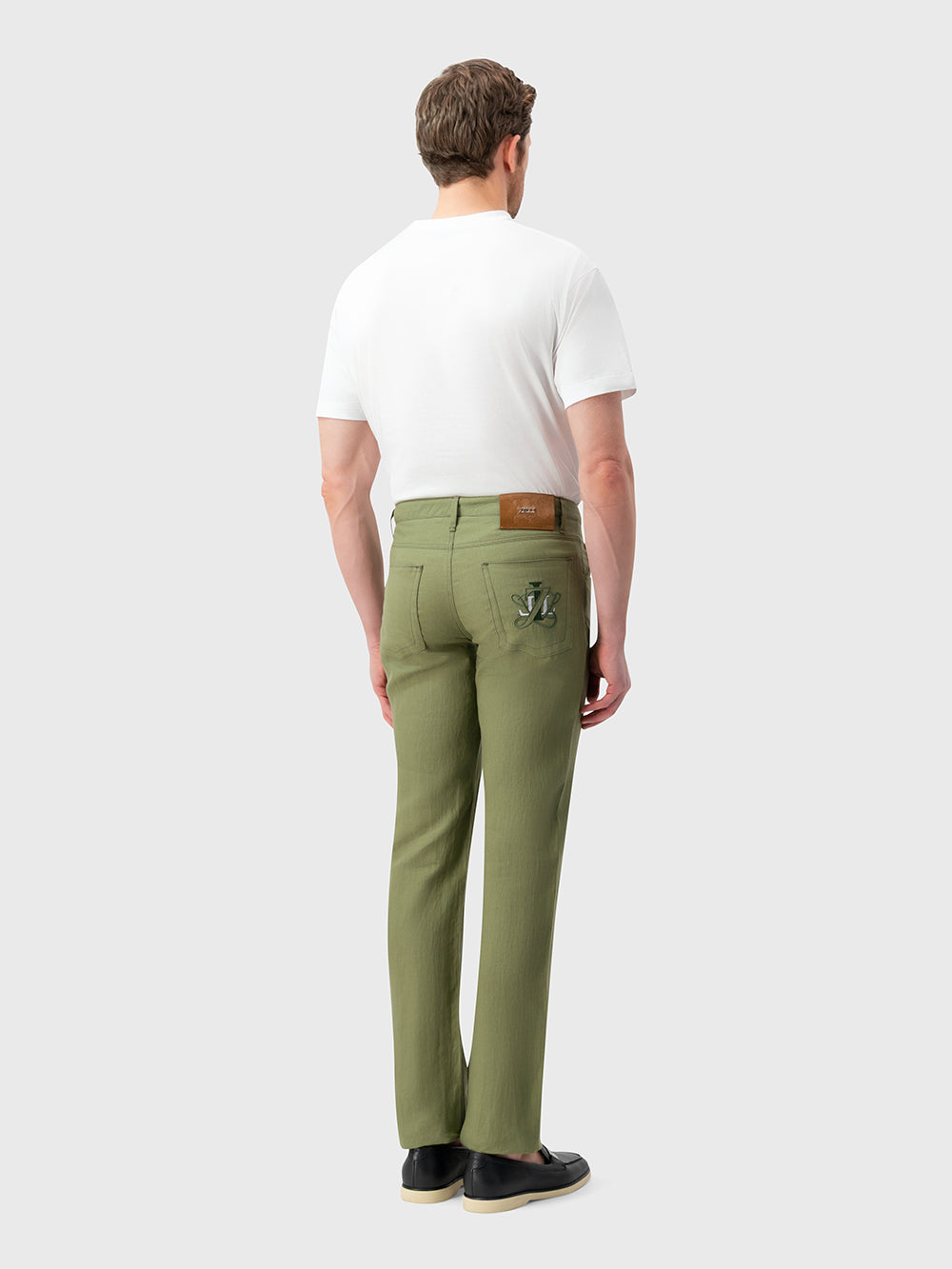 Брюки из льна облегающего кроя — цвет «Тимьян»