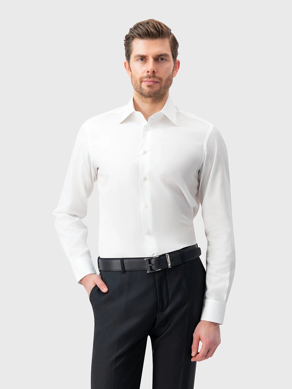 قميص قطني رسمي - أبيض