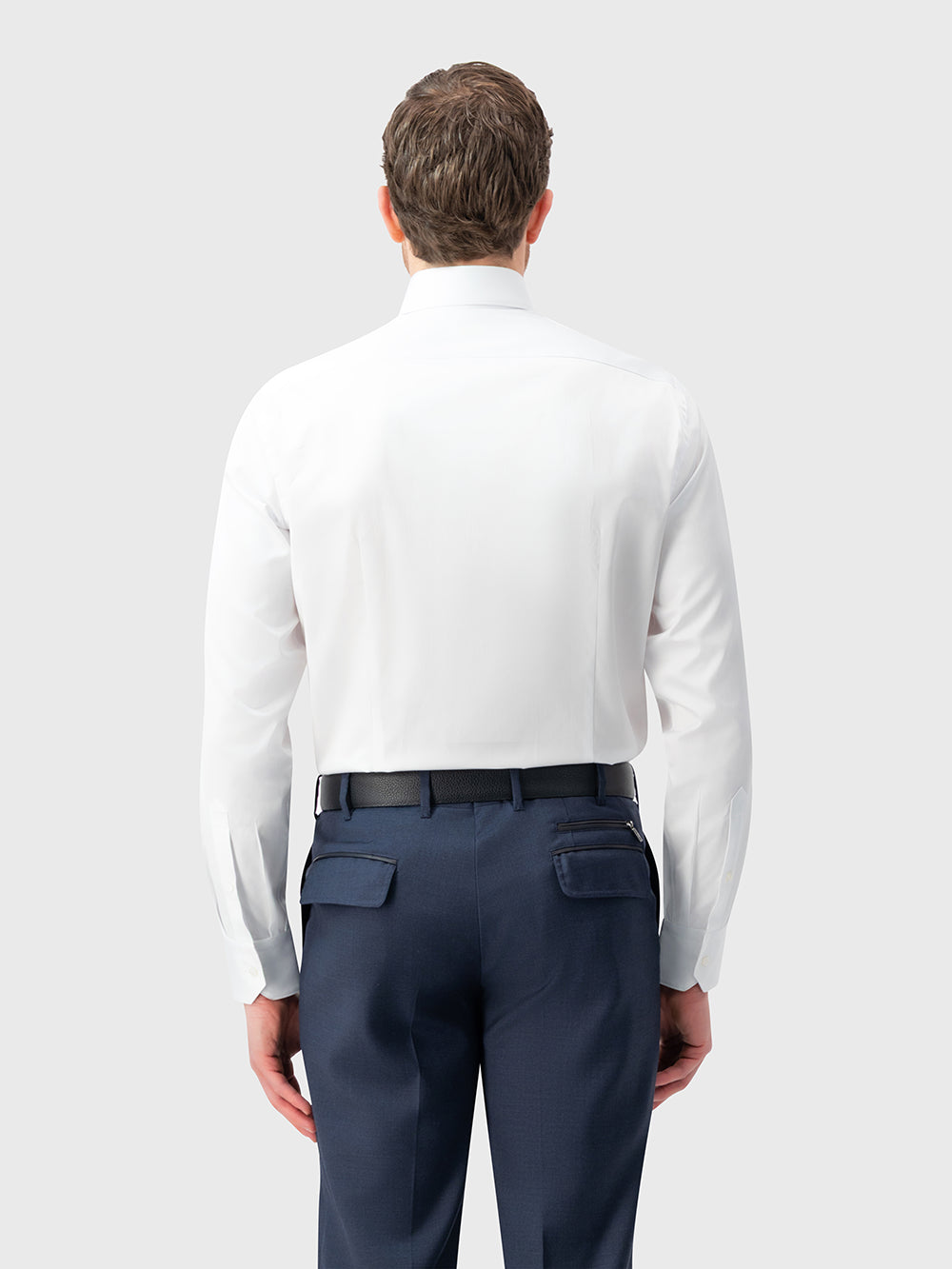 قميص رسمي بياقة مزدوجة الخياطة - أبيض