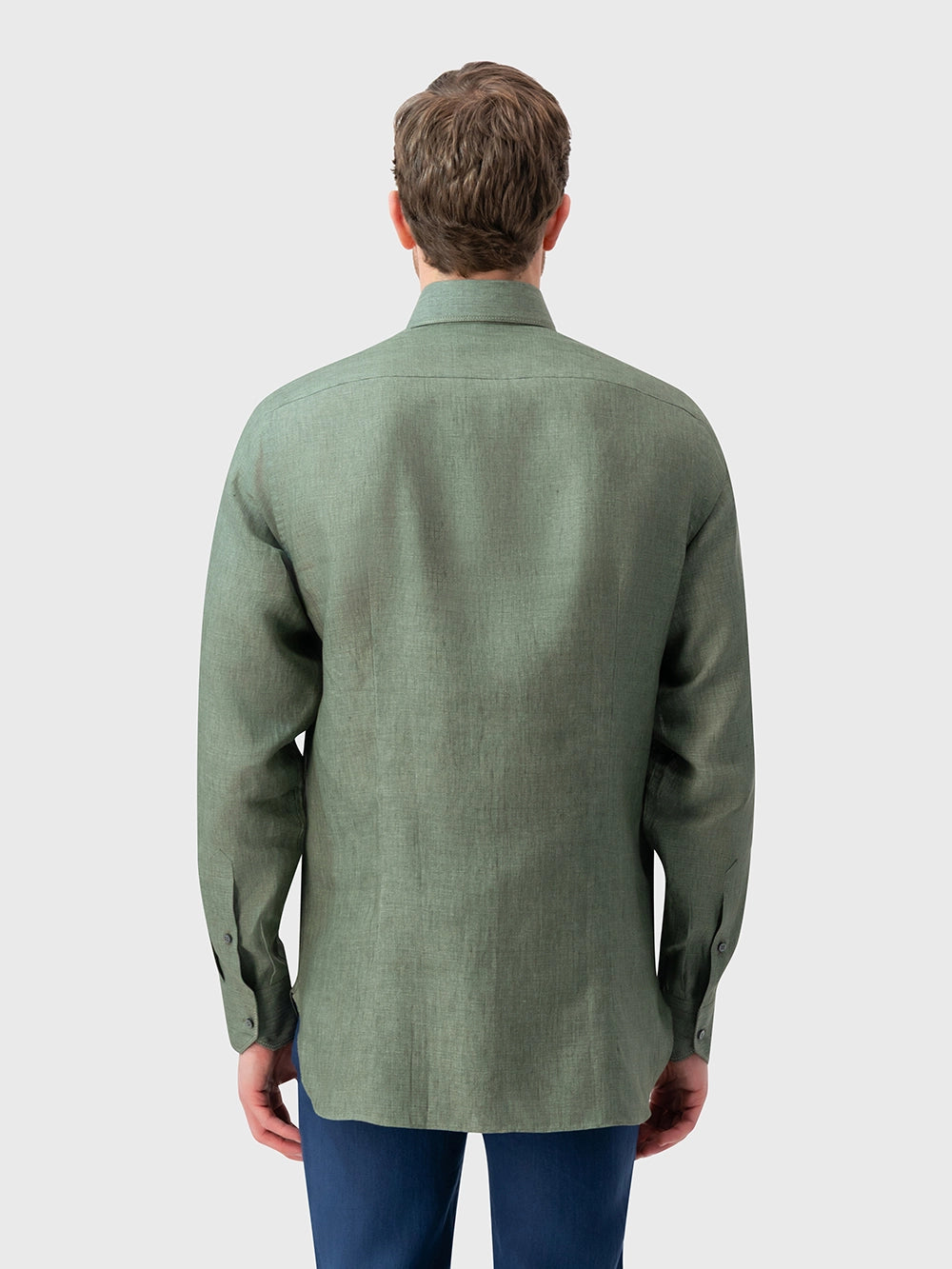 Linen Formal Shirt - Olive Green