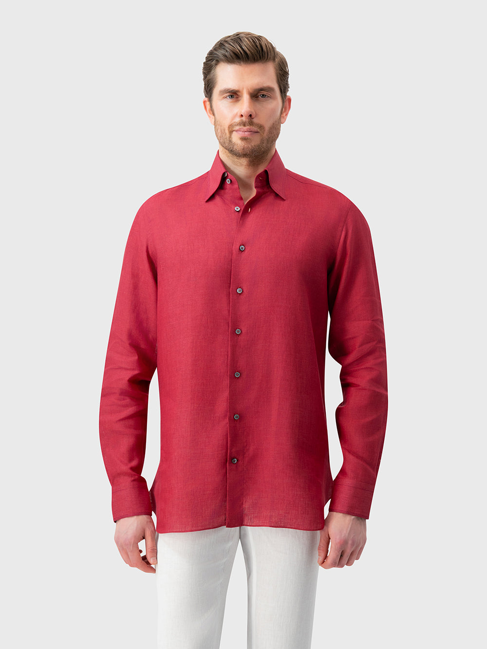 Linen Formal Shirt - Bordeaux