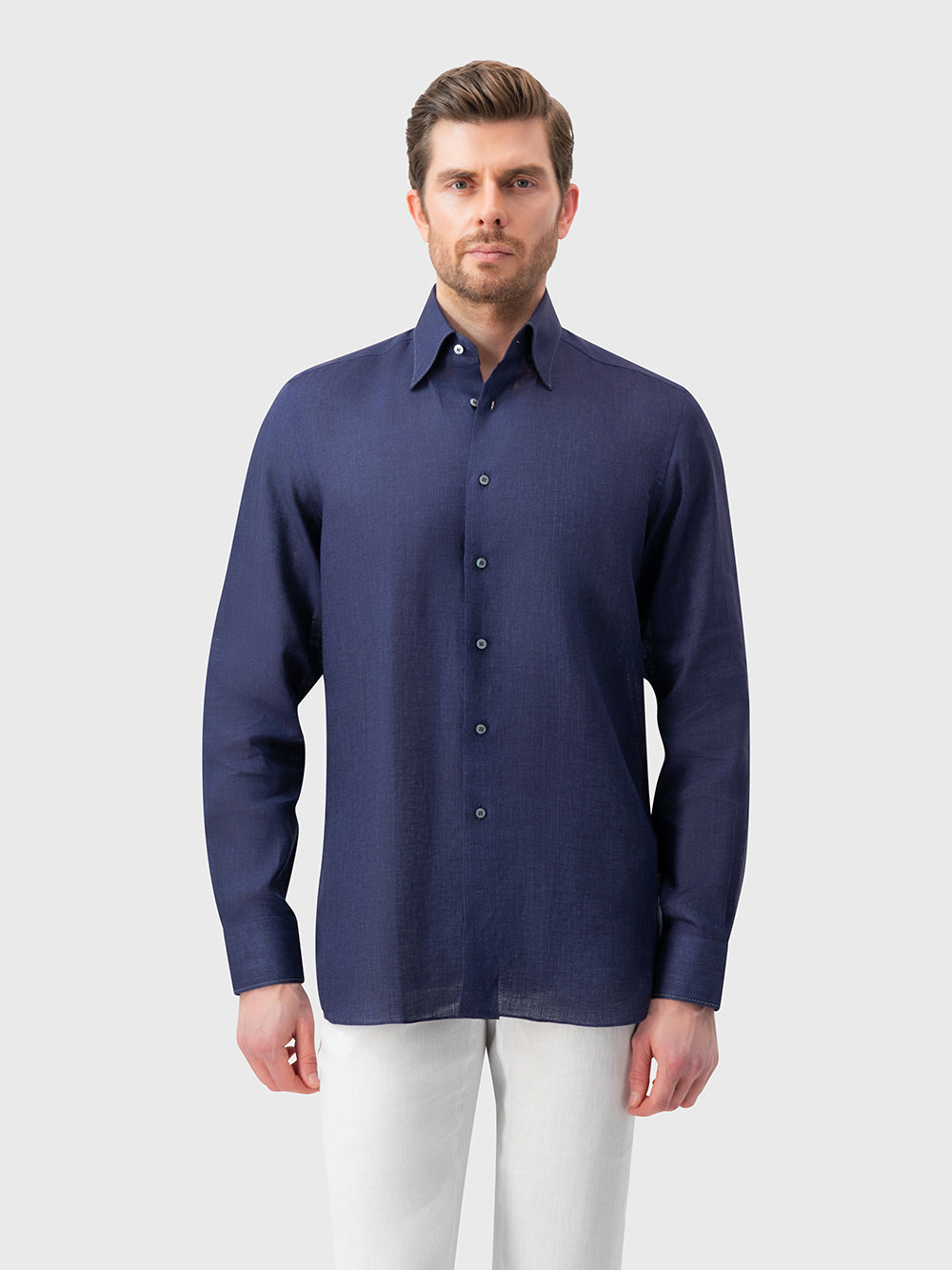 Linen Formal Shirt - Blue Navy