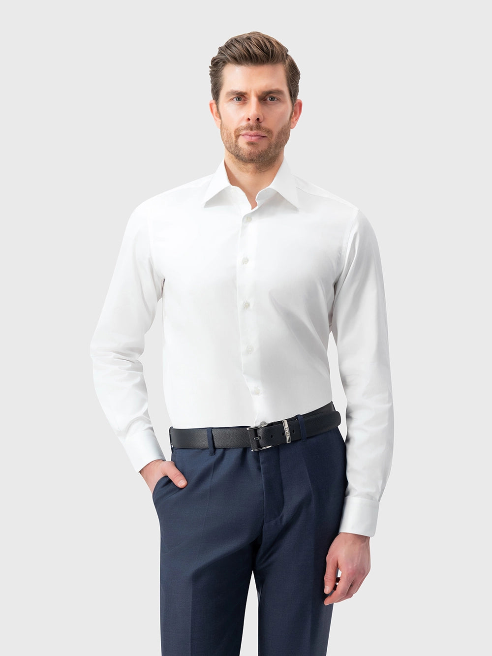 قميص رسمي من قطن سي آيلاند - أبيض