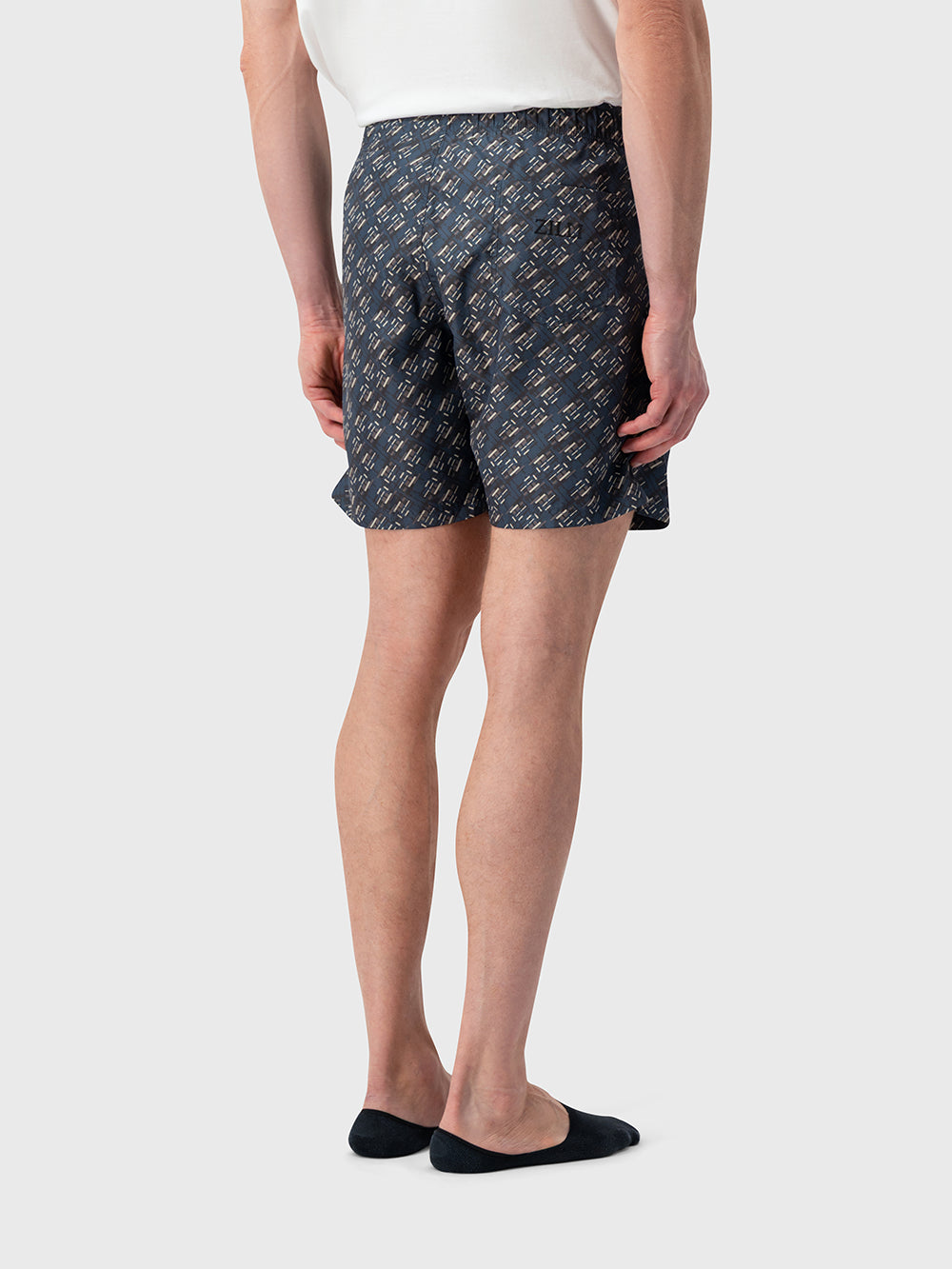 شورت سباحة بنقشة تجريدية - لون الشوكولاتة