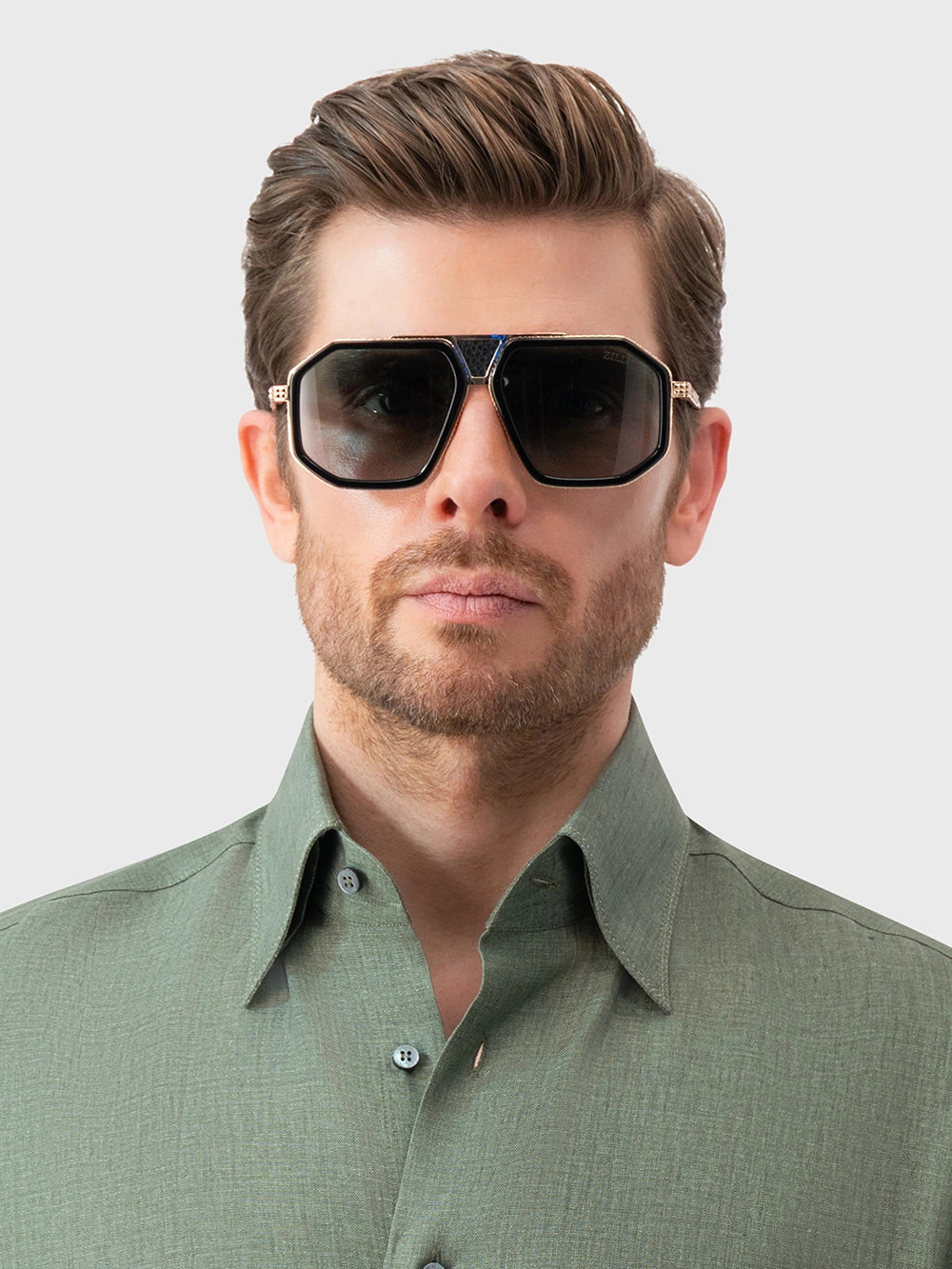 超大号方形Navigator太阳镜 - 黑色青铜色