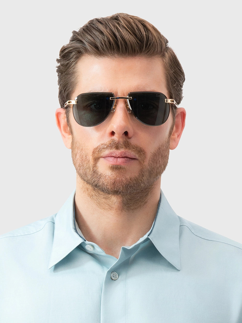 Rimless Navigator Shield Sunglasses - Gold