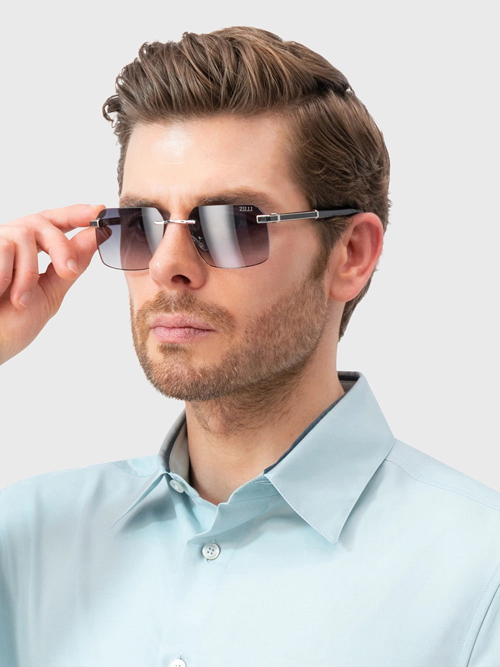 无框飞行员太阳镜 - 褪色蓝