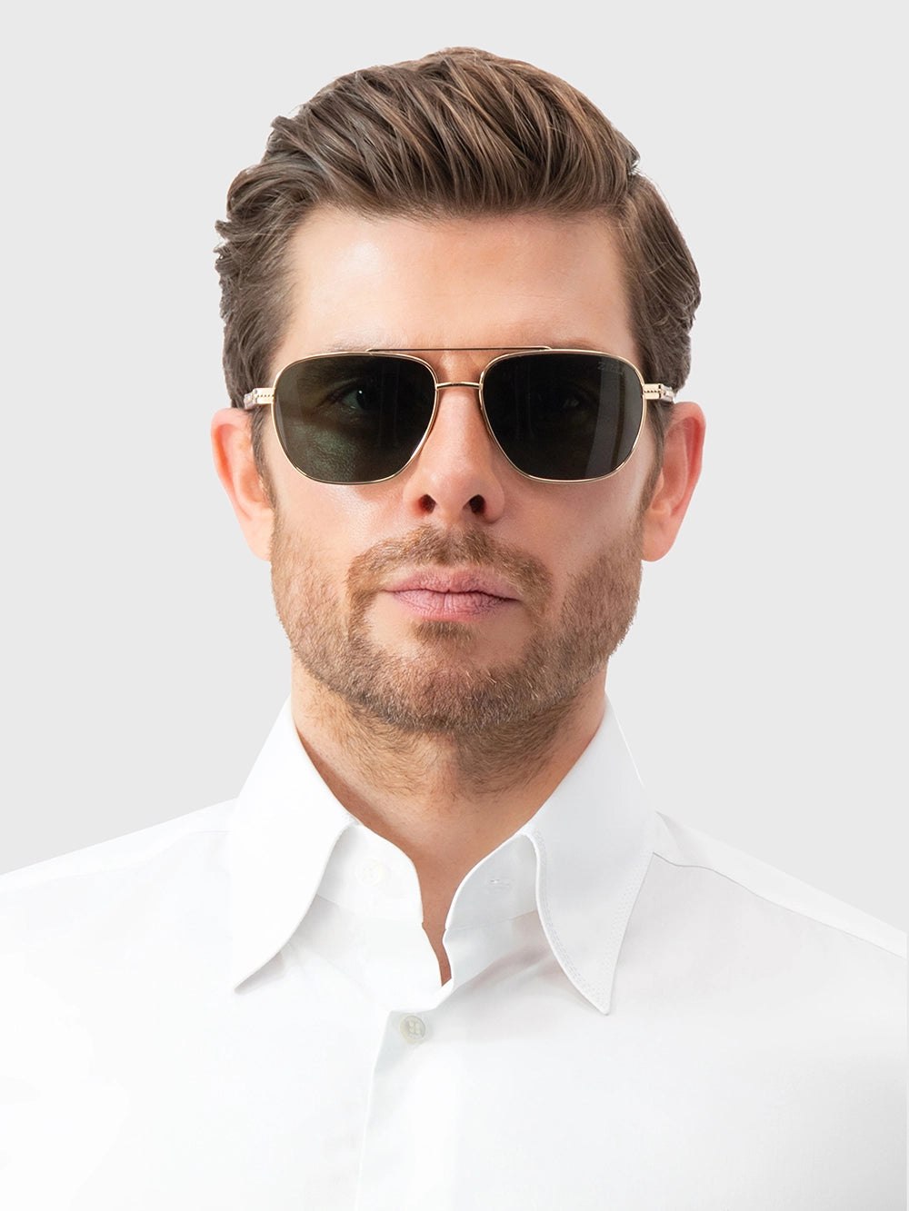 Square Aviator Sunglasses - Gold Temple