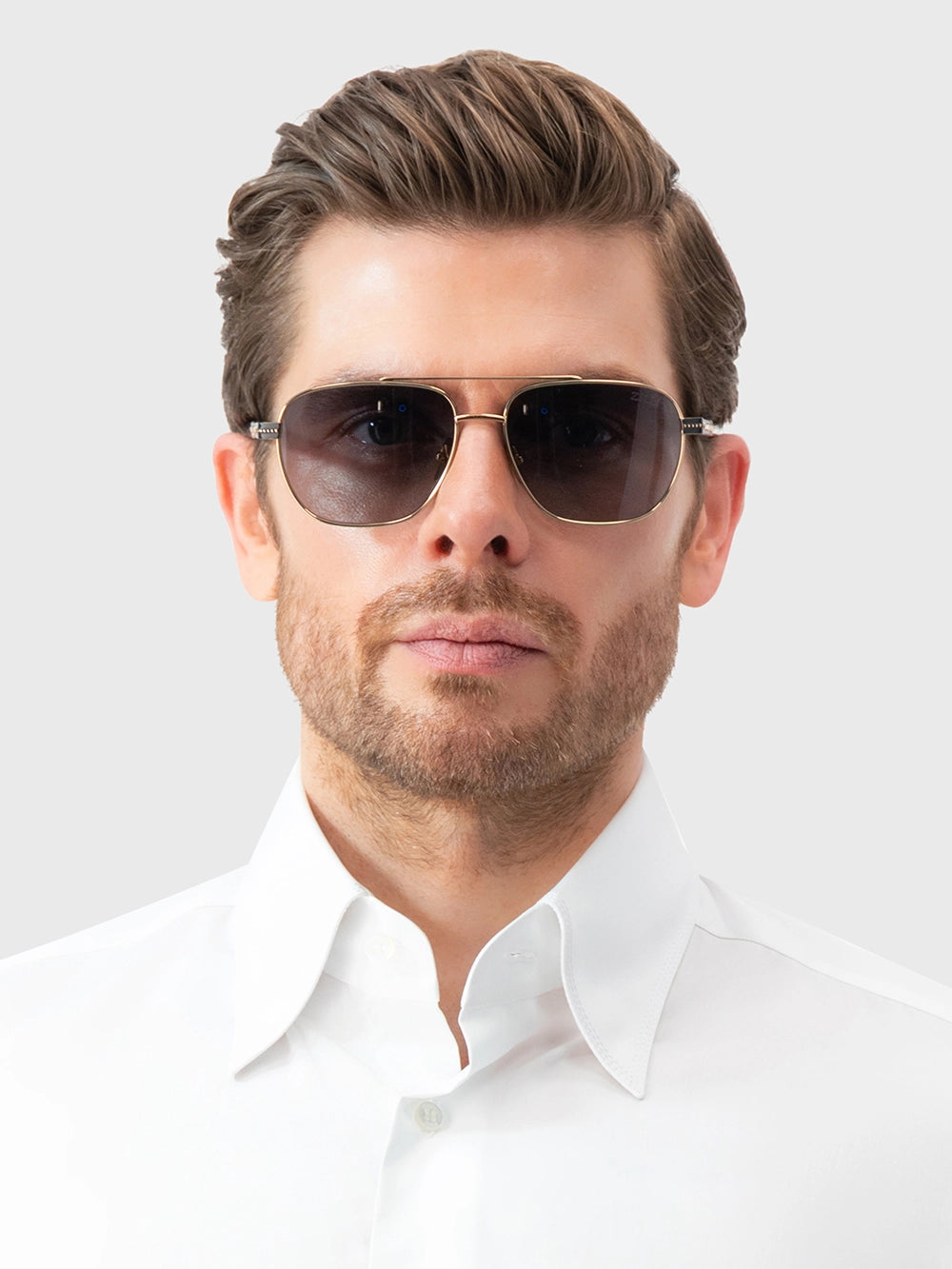 Солнцезащитные очки «Авиатор» квадратной формы — черно-золотые