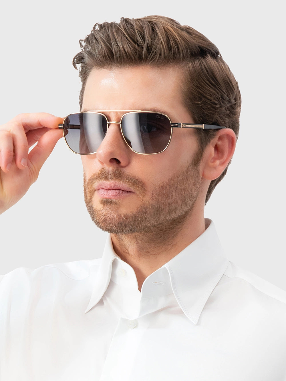 Солнцезащитные очки «Авиатор» квадратной формы — черно-золотые