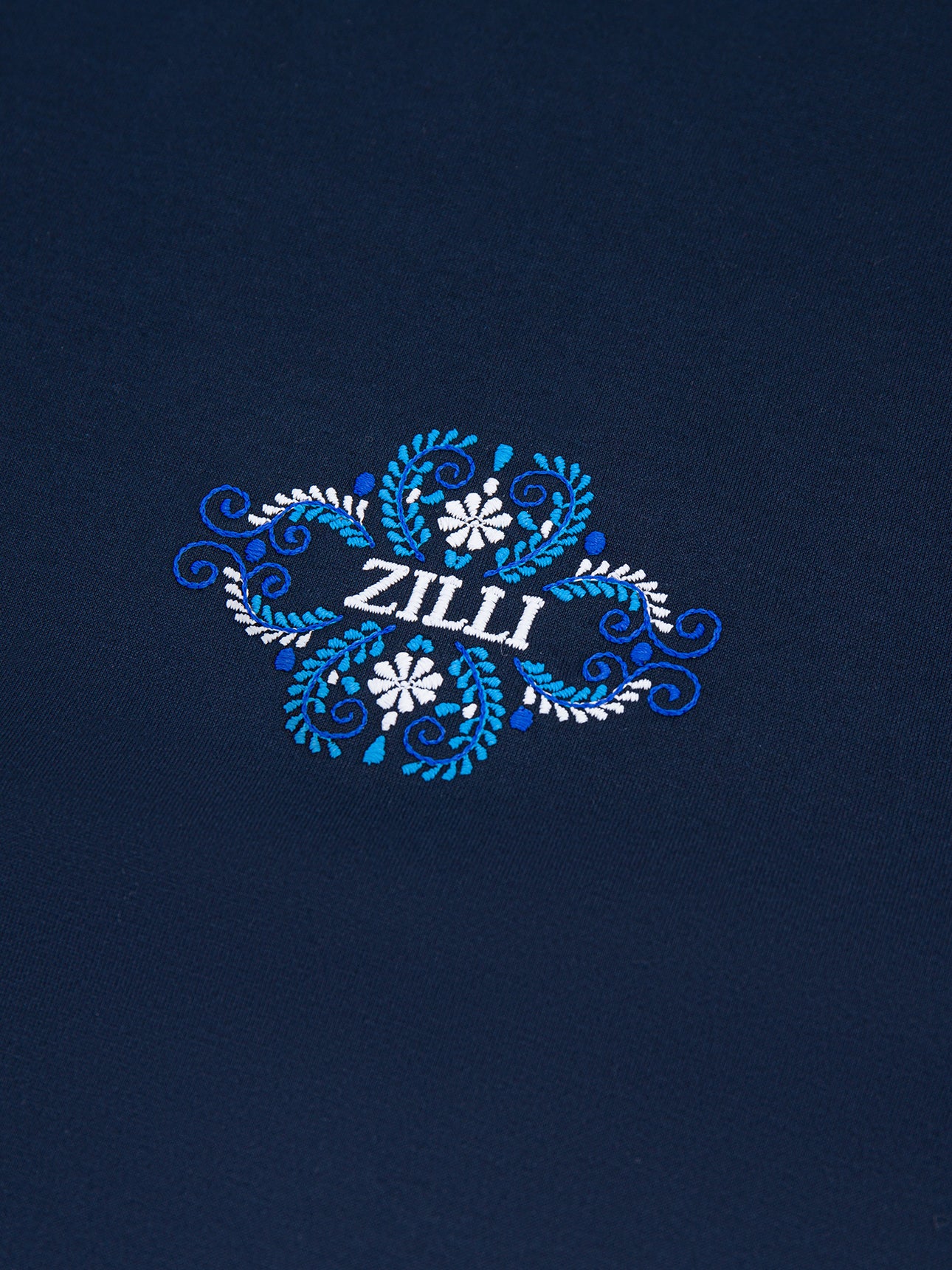 Cotton Round Neck T-Shirt with Zilli Lettering Embroidery