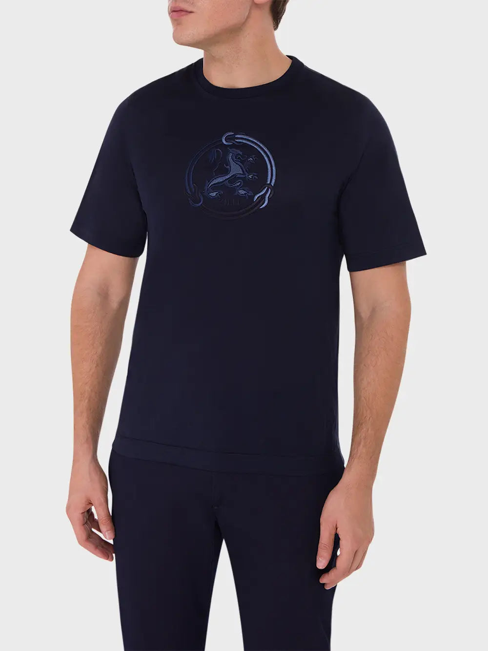 T-Shirt with Lion Circle Embroidery