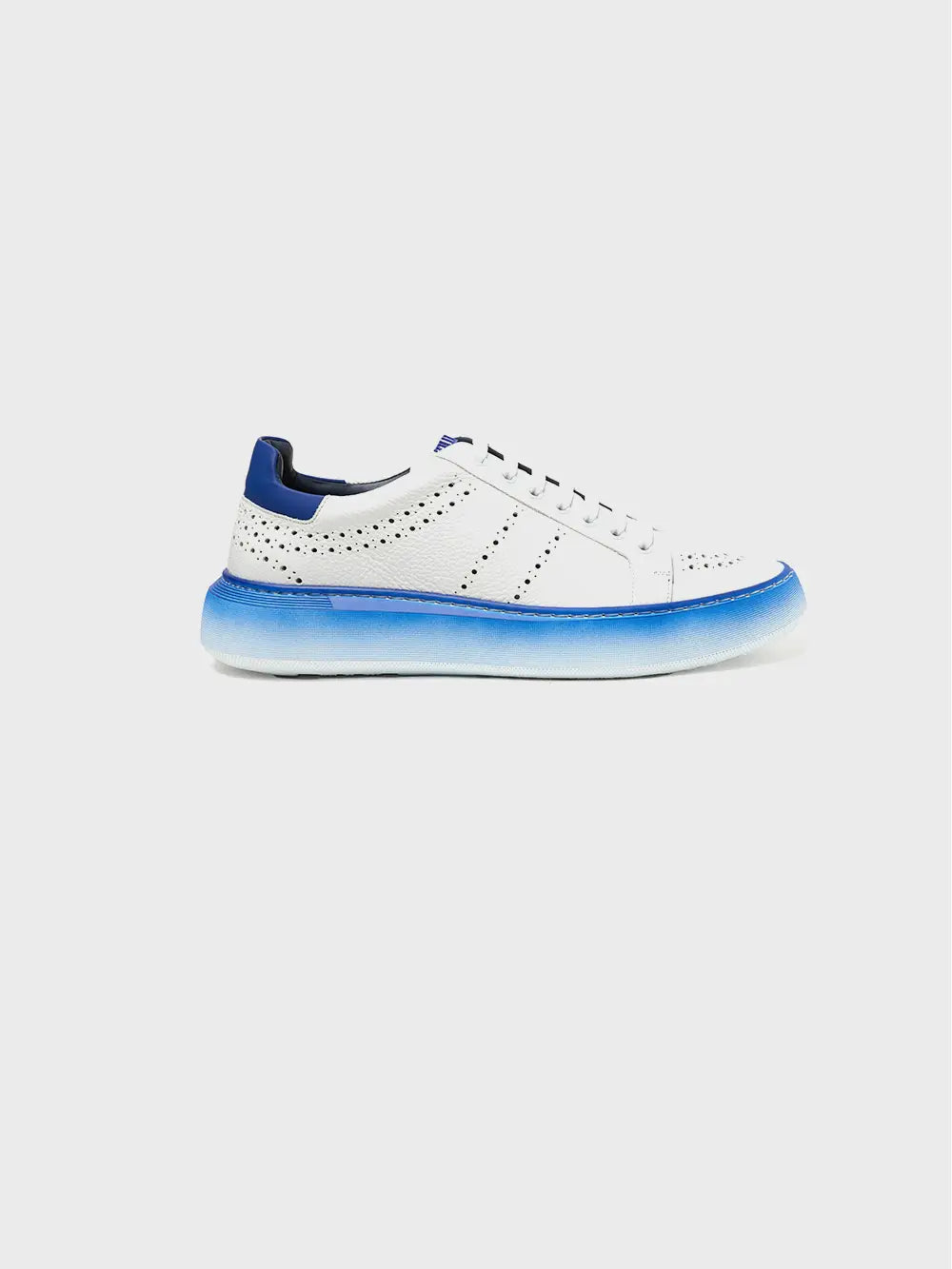 Zilli Italian White Perforated Leather Sneaker with Palladium-Finish Rivet