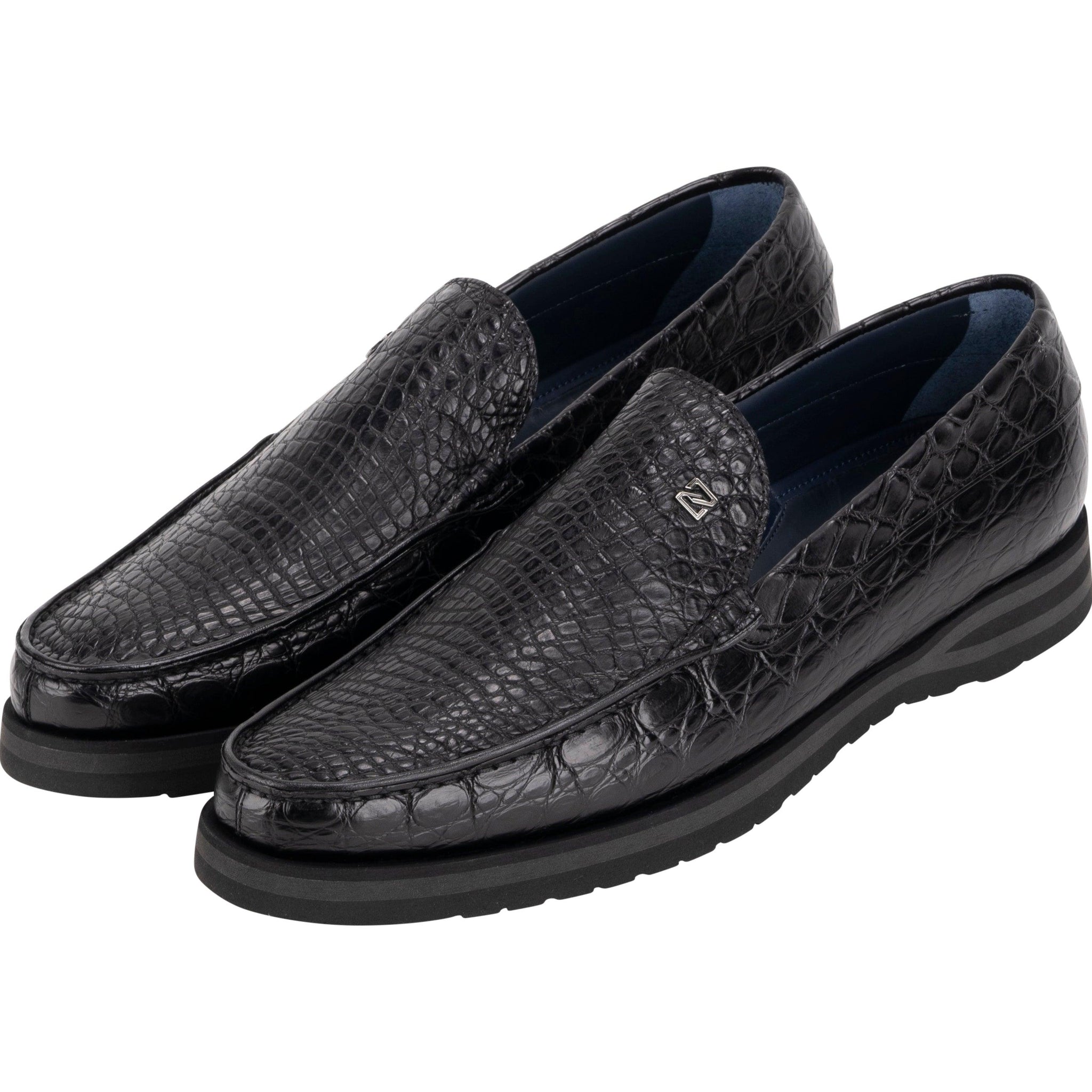 Black Loafers in Semi Matt Caiman - ZILLI