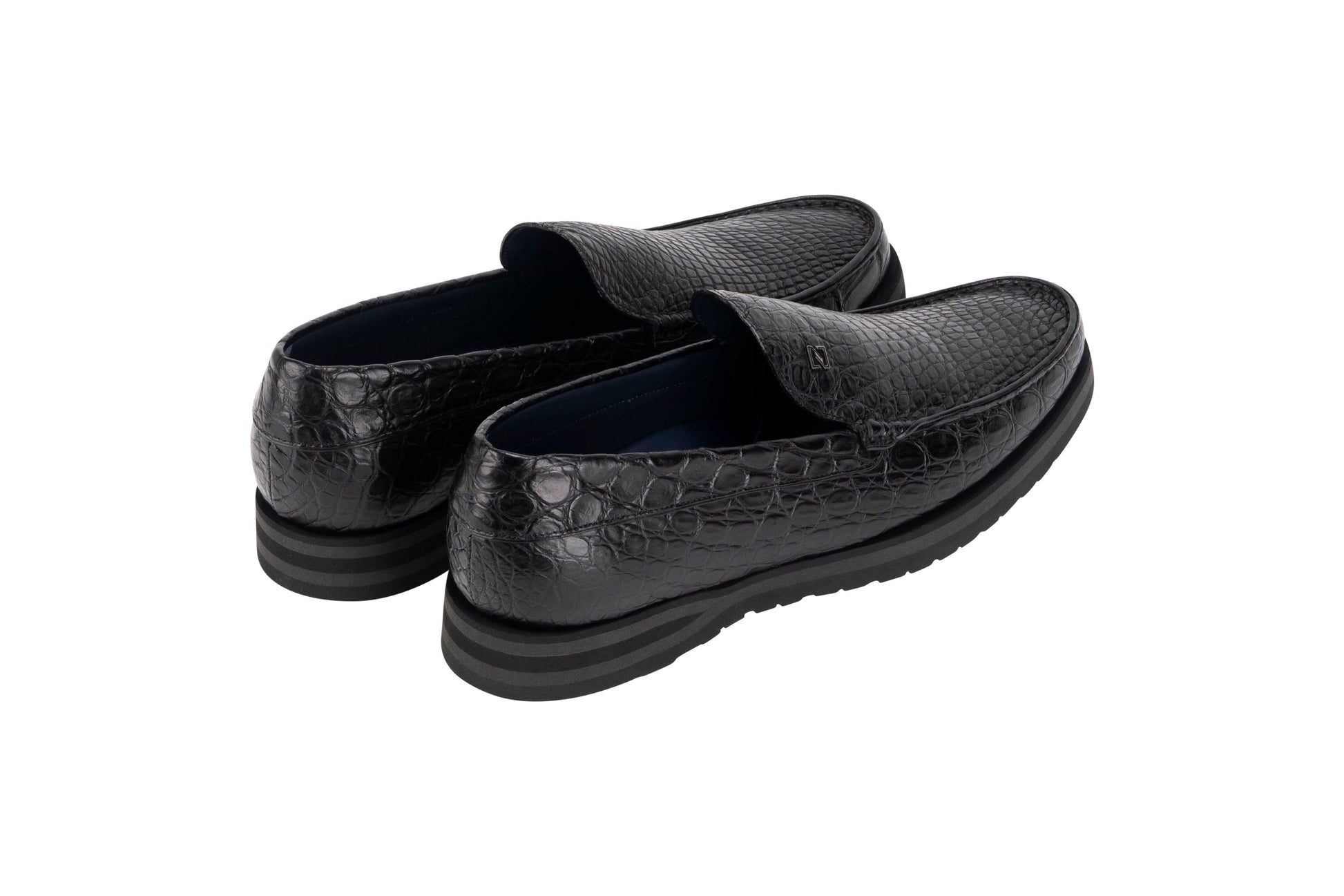 Black Loafers in Semi Matt Caiman - ZILLI