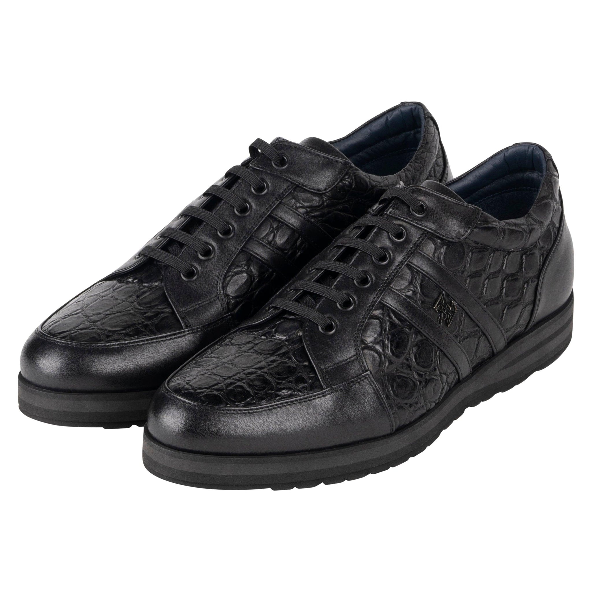 Black sneakers in caiman and calfskin - ZILLI