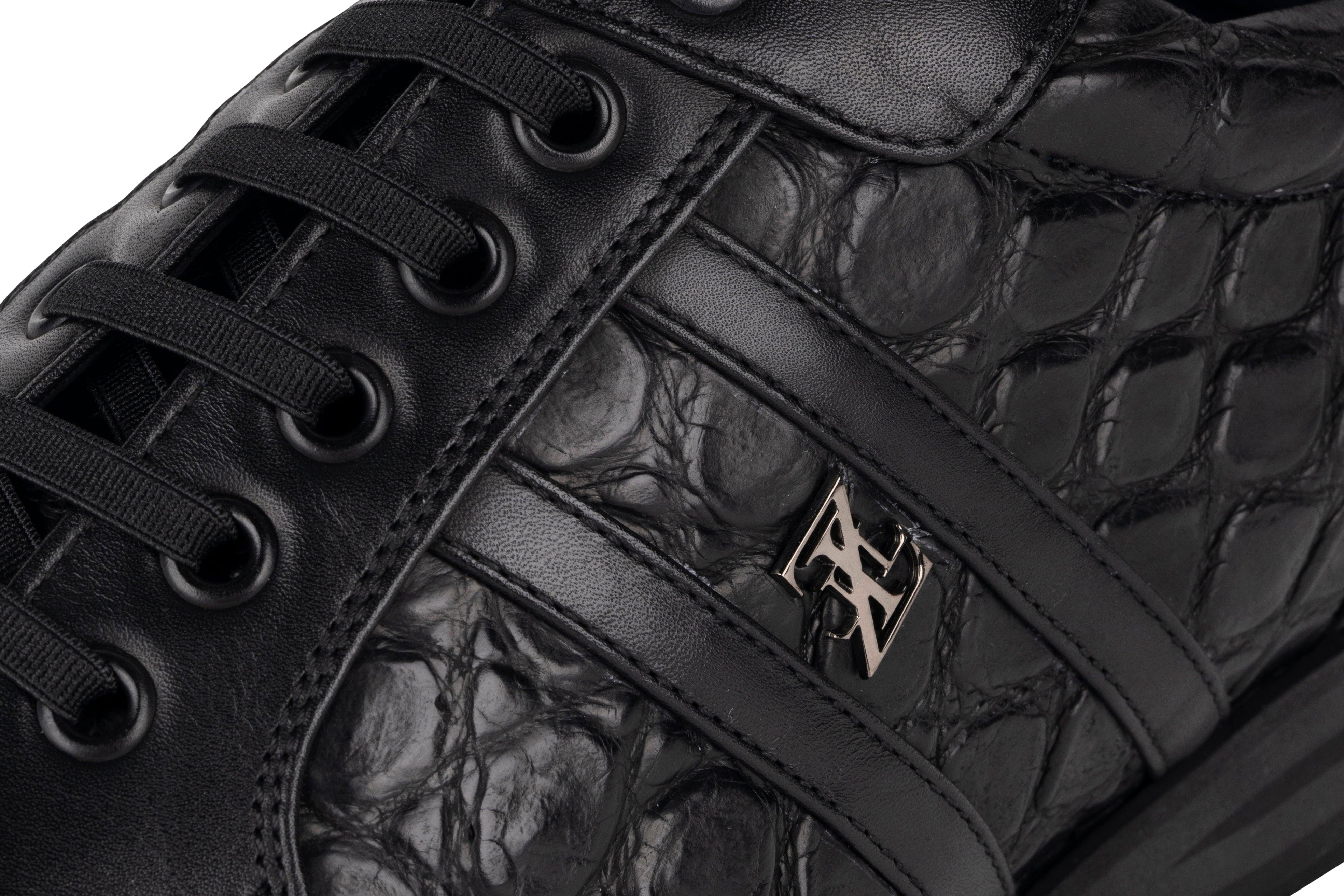 Black sneakers in caiman and calfskin - ZILLI
