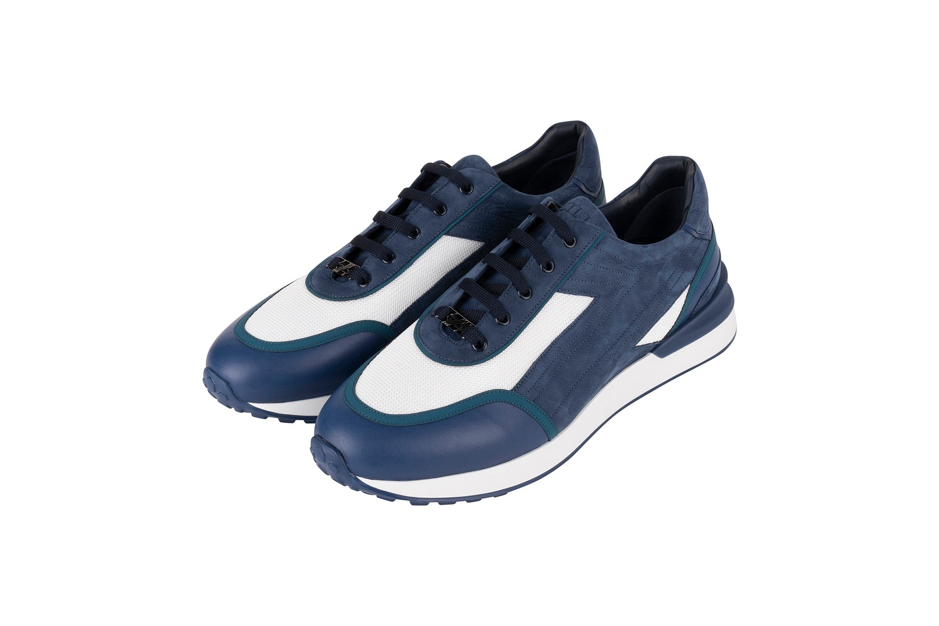 Blue sneakers in calfskin and rubber calfskin - ZILLI