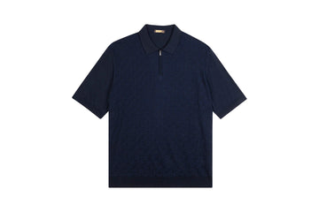 Ecru Zipped Polo, Geometrical - ZILLI