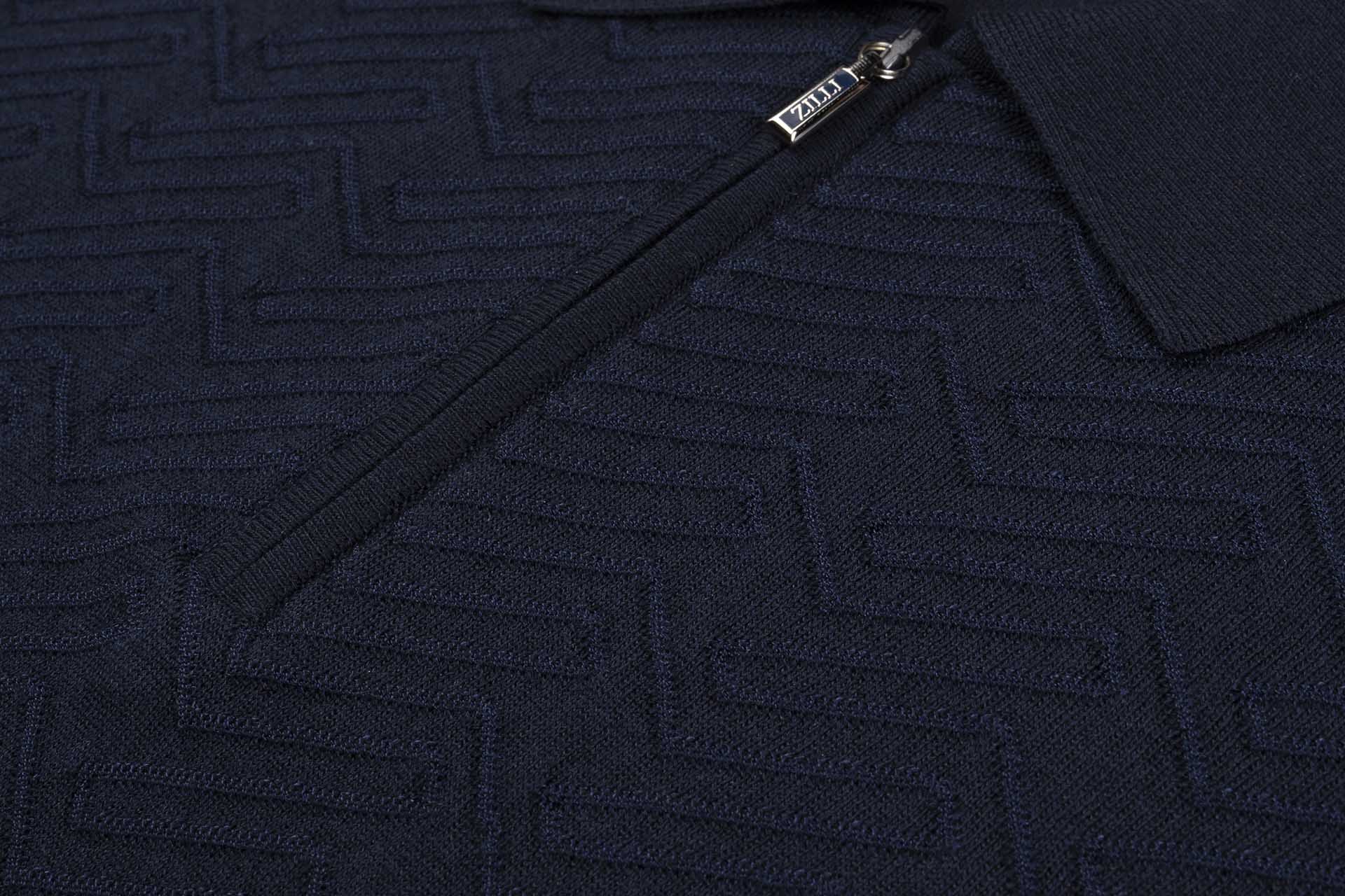 Geometrical Weave Zipped Polo - ZILLI