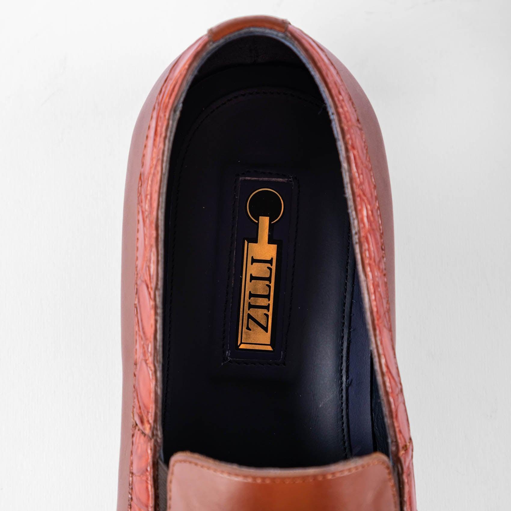 Shoes loafer smart casual calf leather with crocodile trim - ZILLI