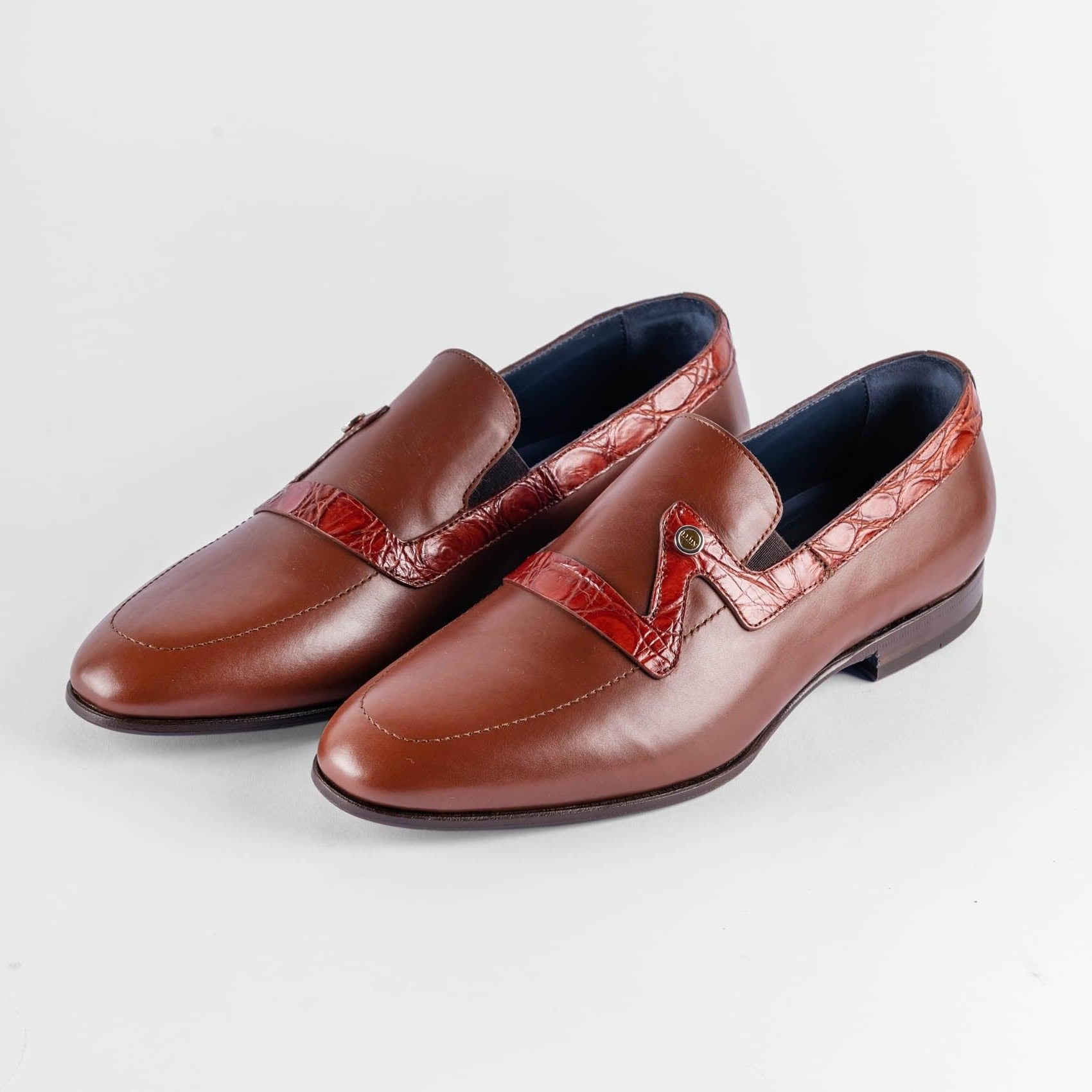 Shoes loafer smart casual calf leather with crocodile trim - ZILLI