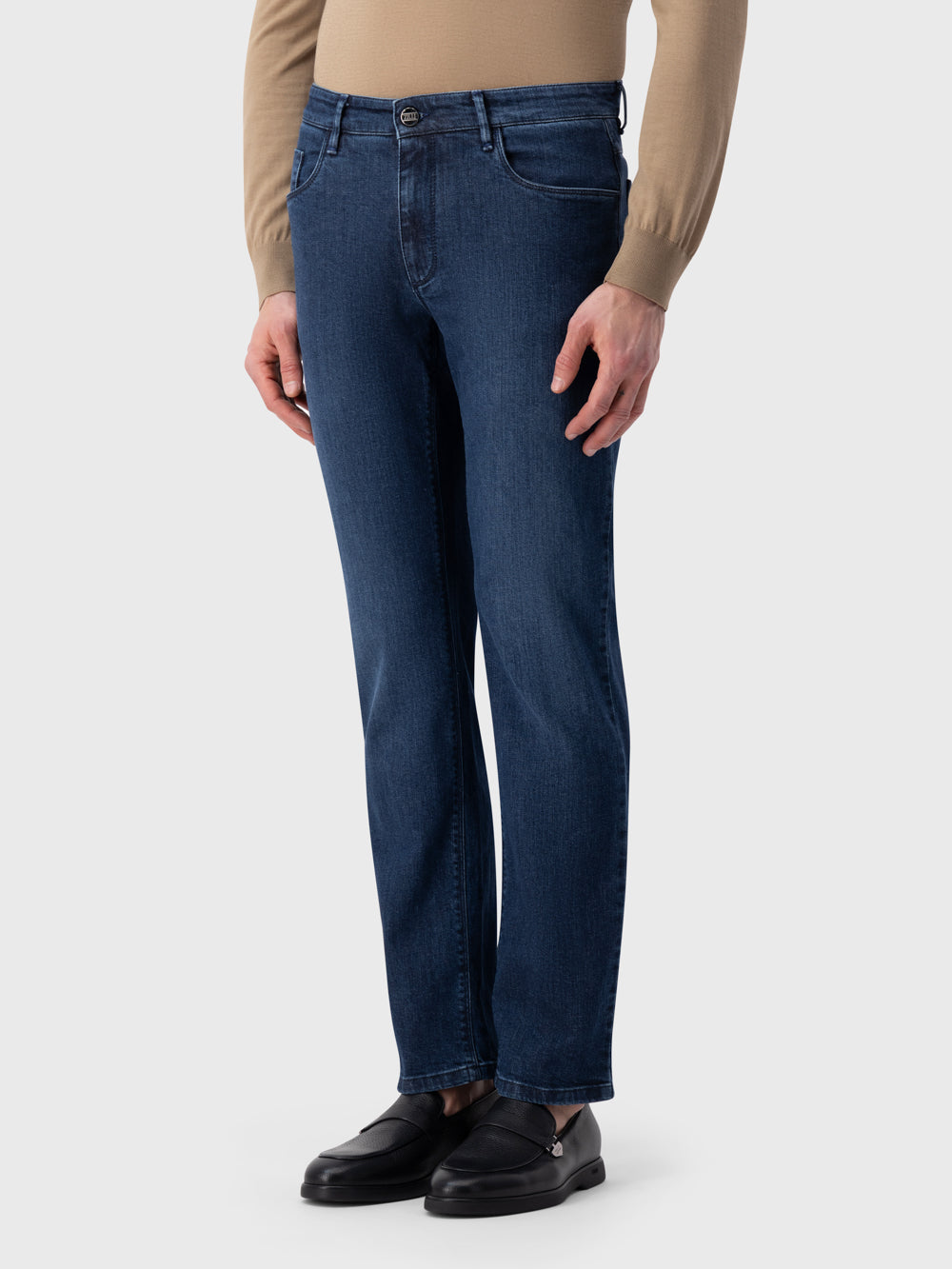 ZILLI Suede Patch Denim - Blue Jeans