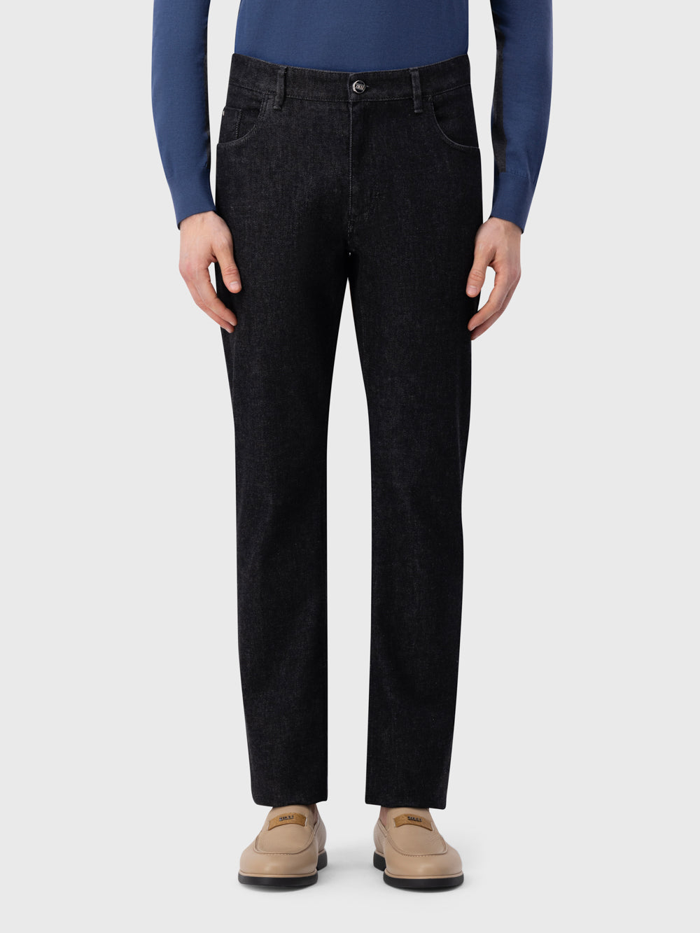 Cotton-Blend Jeans – Black-Beige