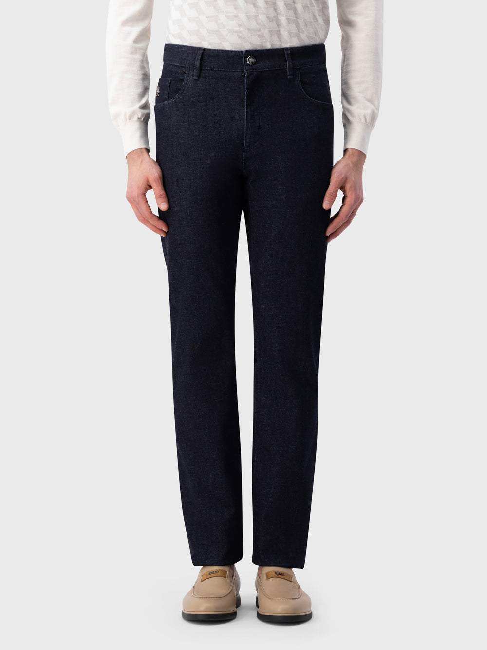 Cotton-Blend Jeans - Blue Navy