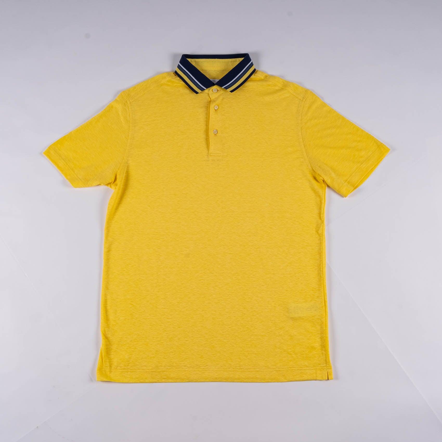 Short sleeve polo in plain yellow color with button - ZILLI
