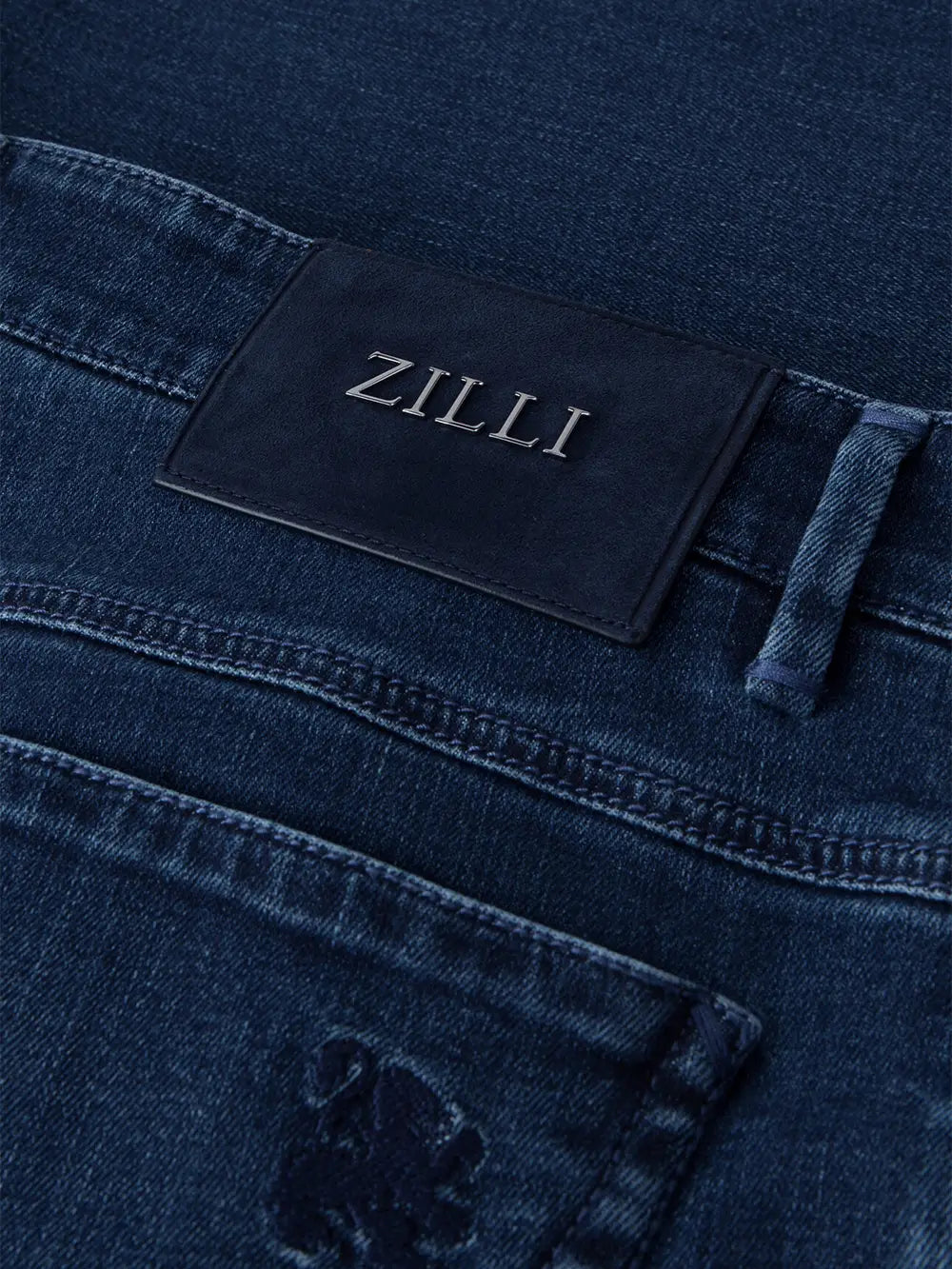 Джинсы Zilli с вышивкой Micro Griffon и замшевым накладным элементом из телячьей кожи