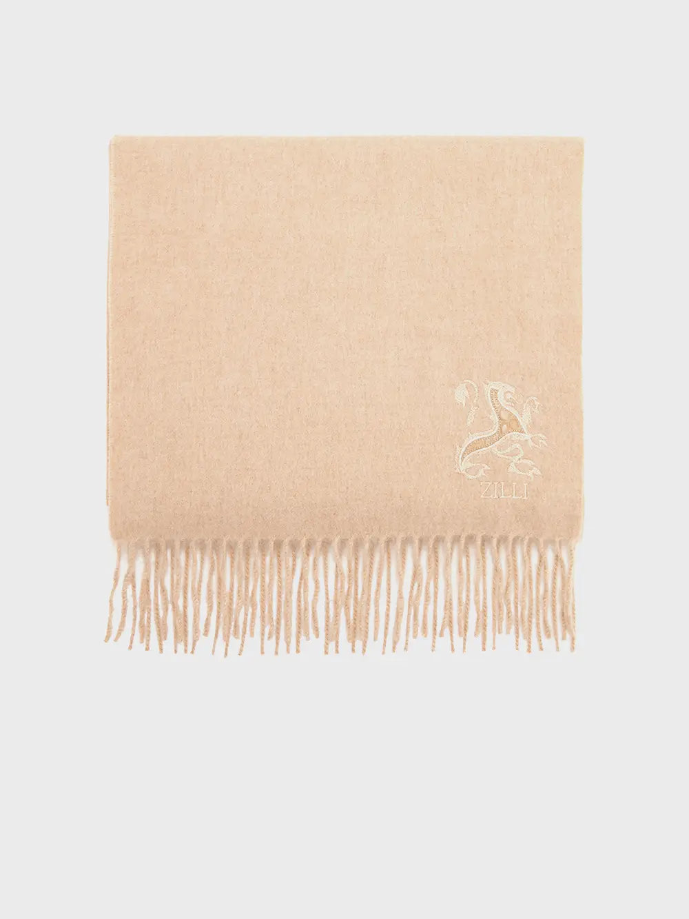 Шарф с бахромой и вышивкой льва