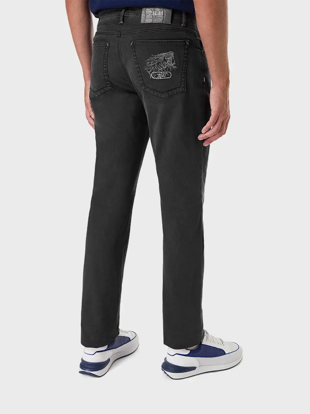 Джинсы Zilli Slim Fit с нашивкой из кожи аллигатора