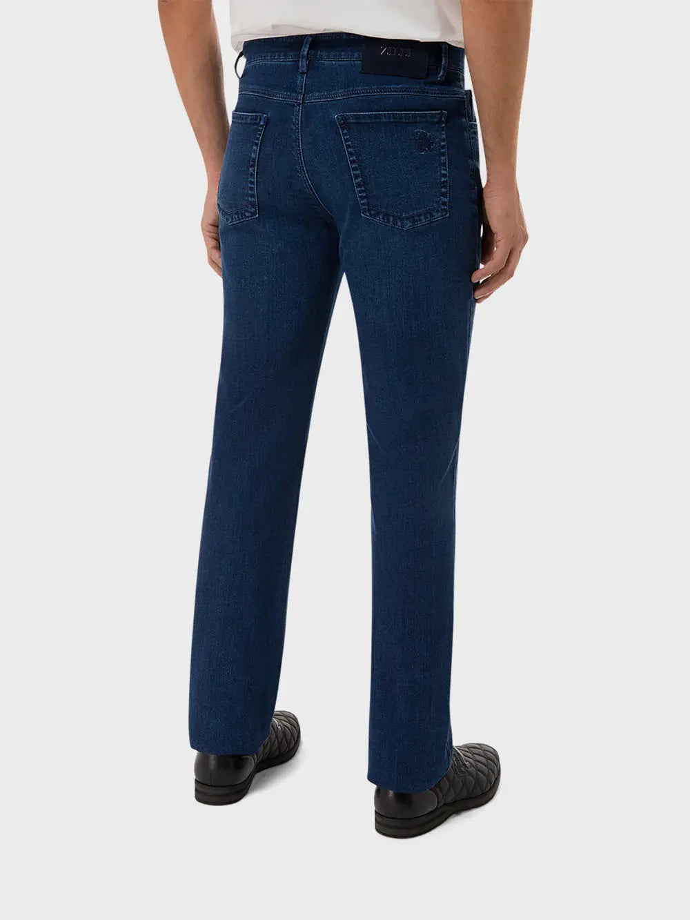 Джинсы Zilli с вышивкой Micro Griffon и замшевым накладным элементом из телячьей кожи