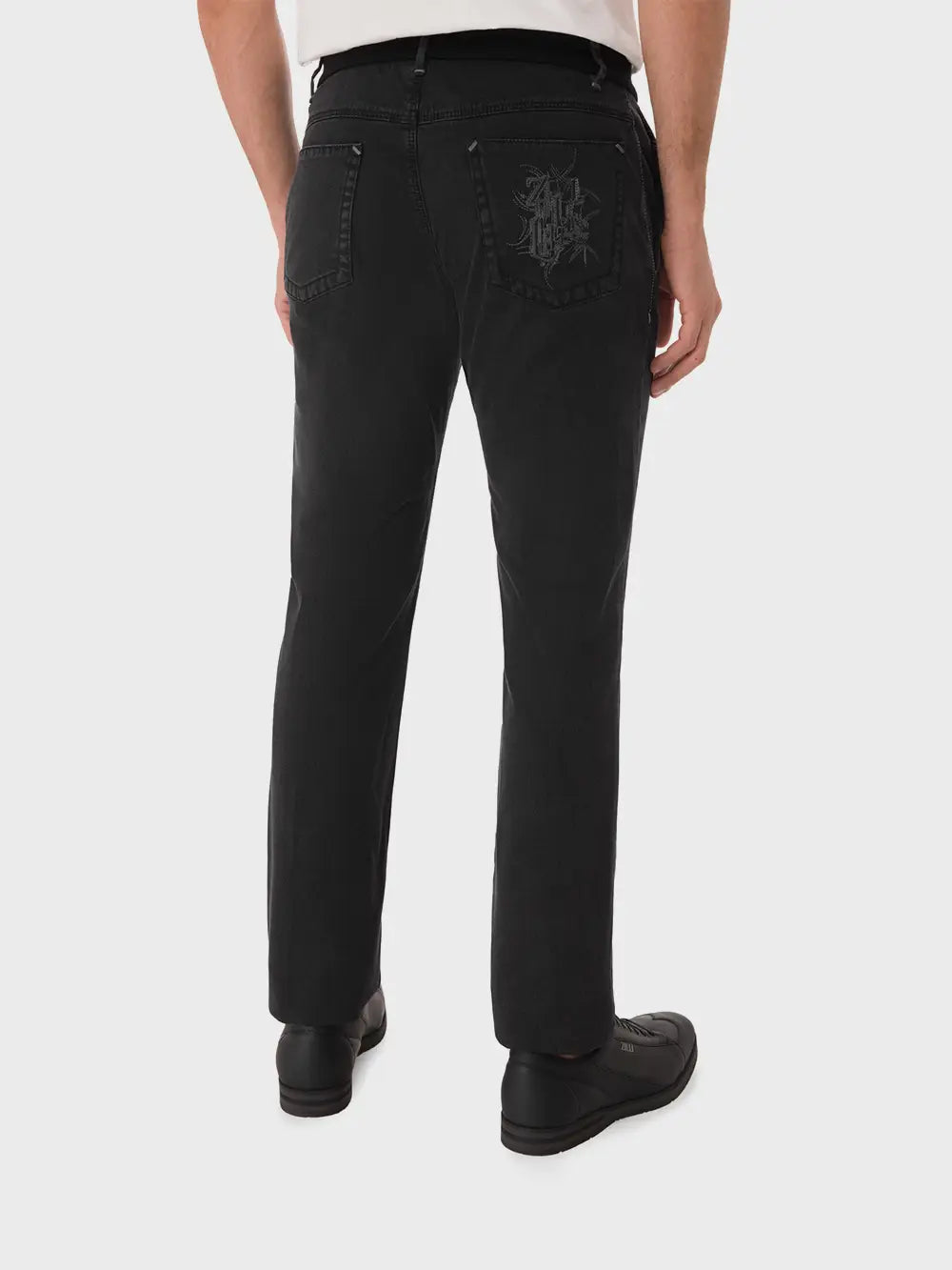 Брюки с кожаными деталями