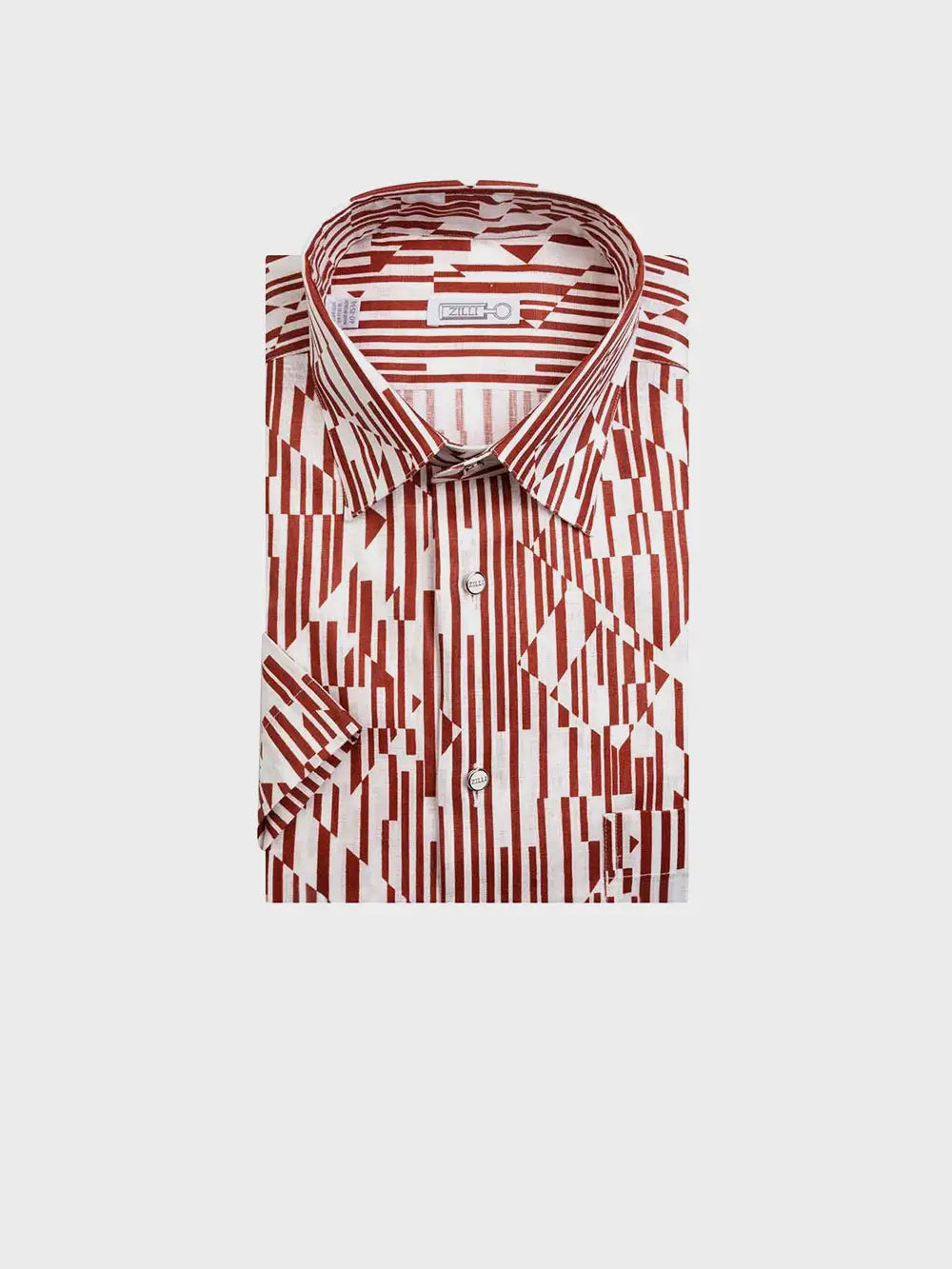 Льняная рубашка с геометрическим узором