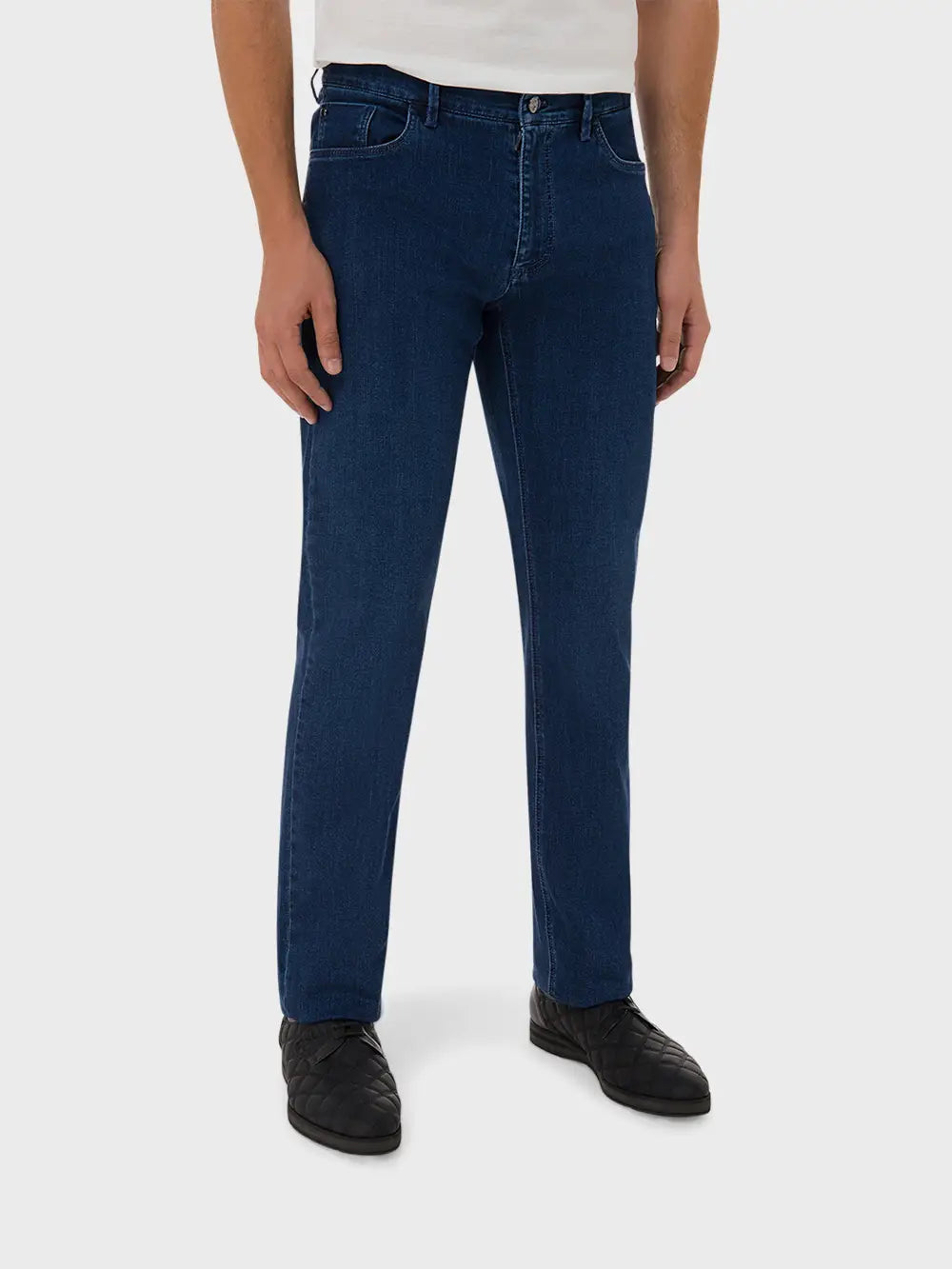 Джинсы Zilli с вышивкой Micro Griffon и замшевым накладным элементом из телячьей кожи