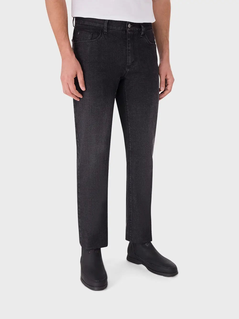 Джинсы Regular Fit с нашивкой из замшевой телячьей кожи