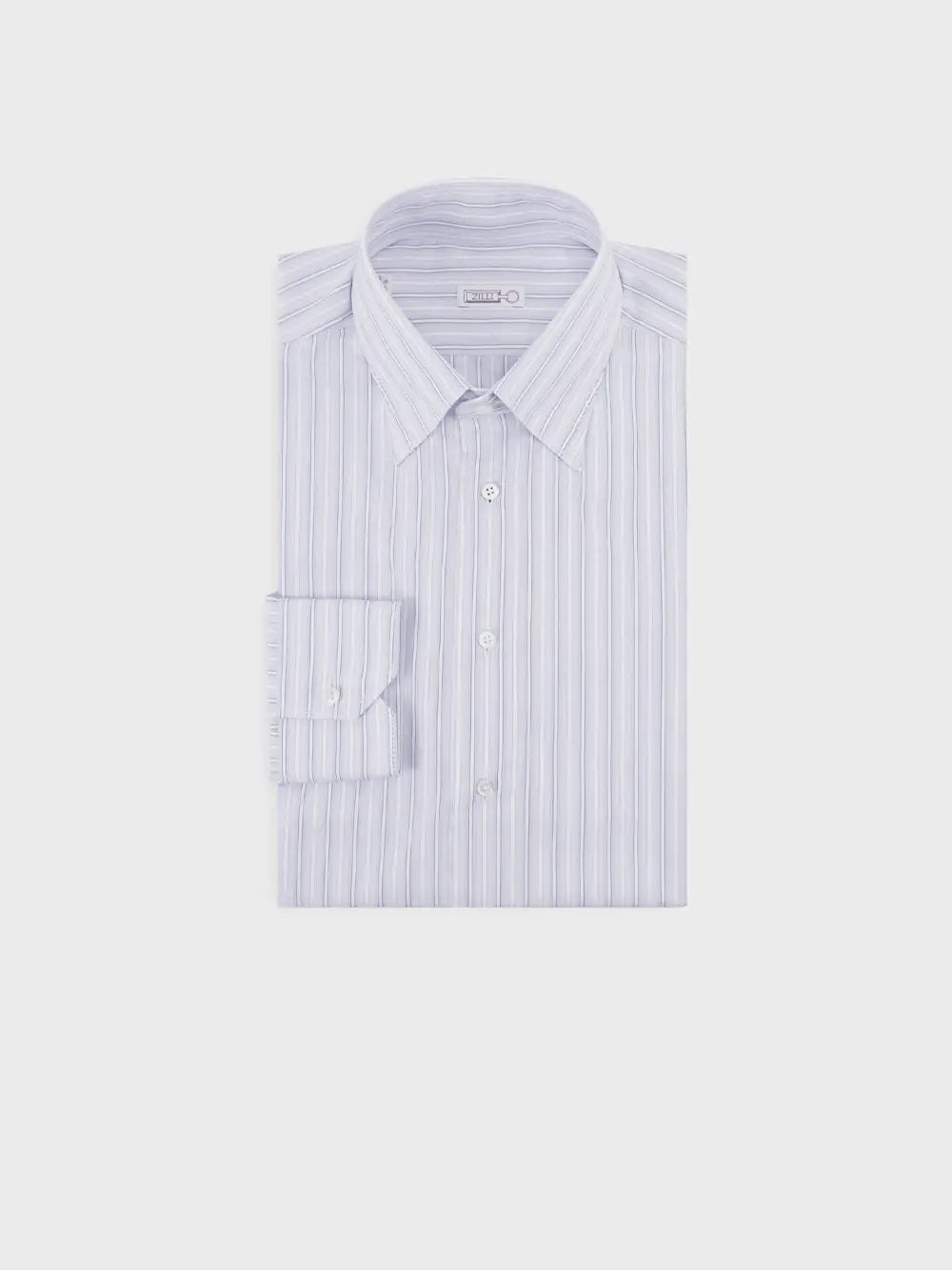 Белая и небесно-голубая деловая рубашка в полоску