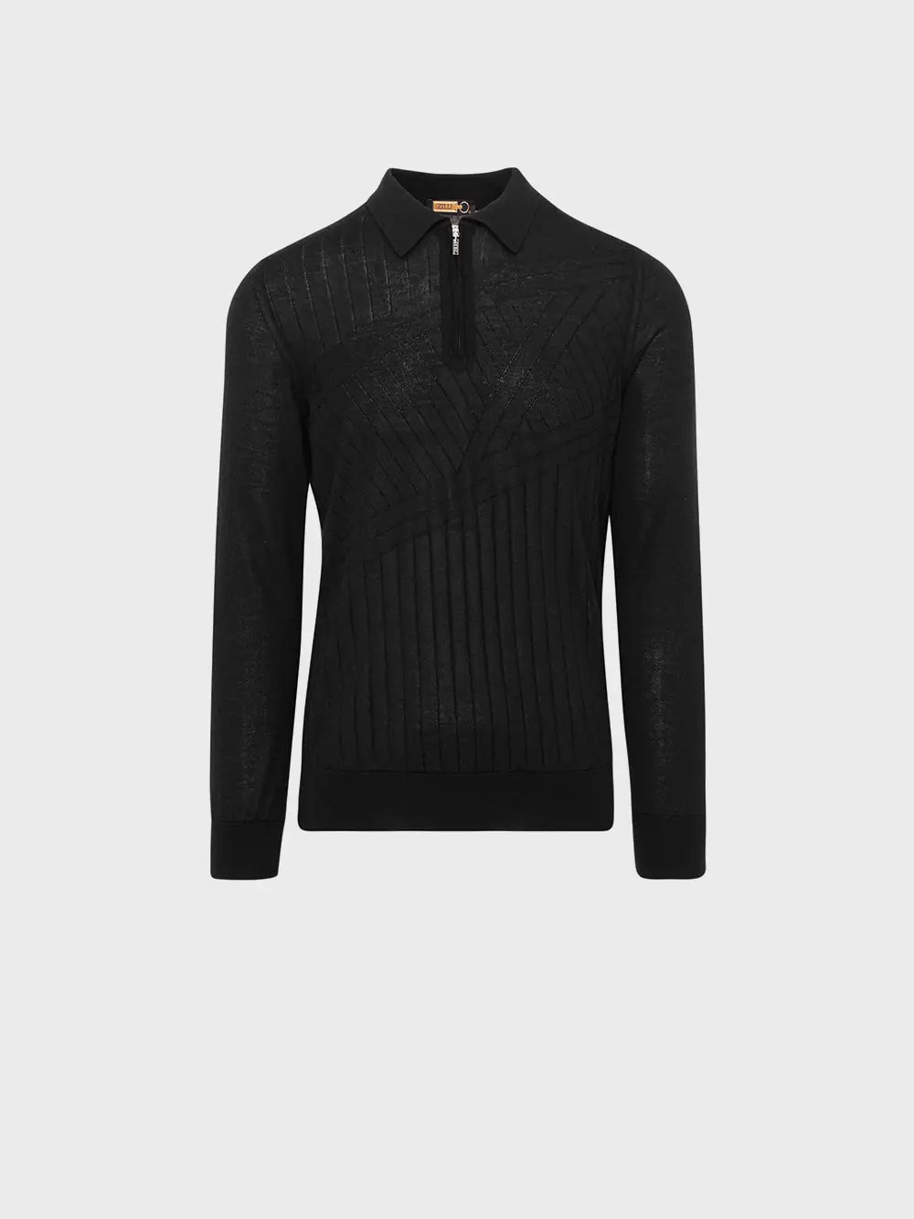 Поло на молнии с длинным рукавом