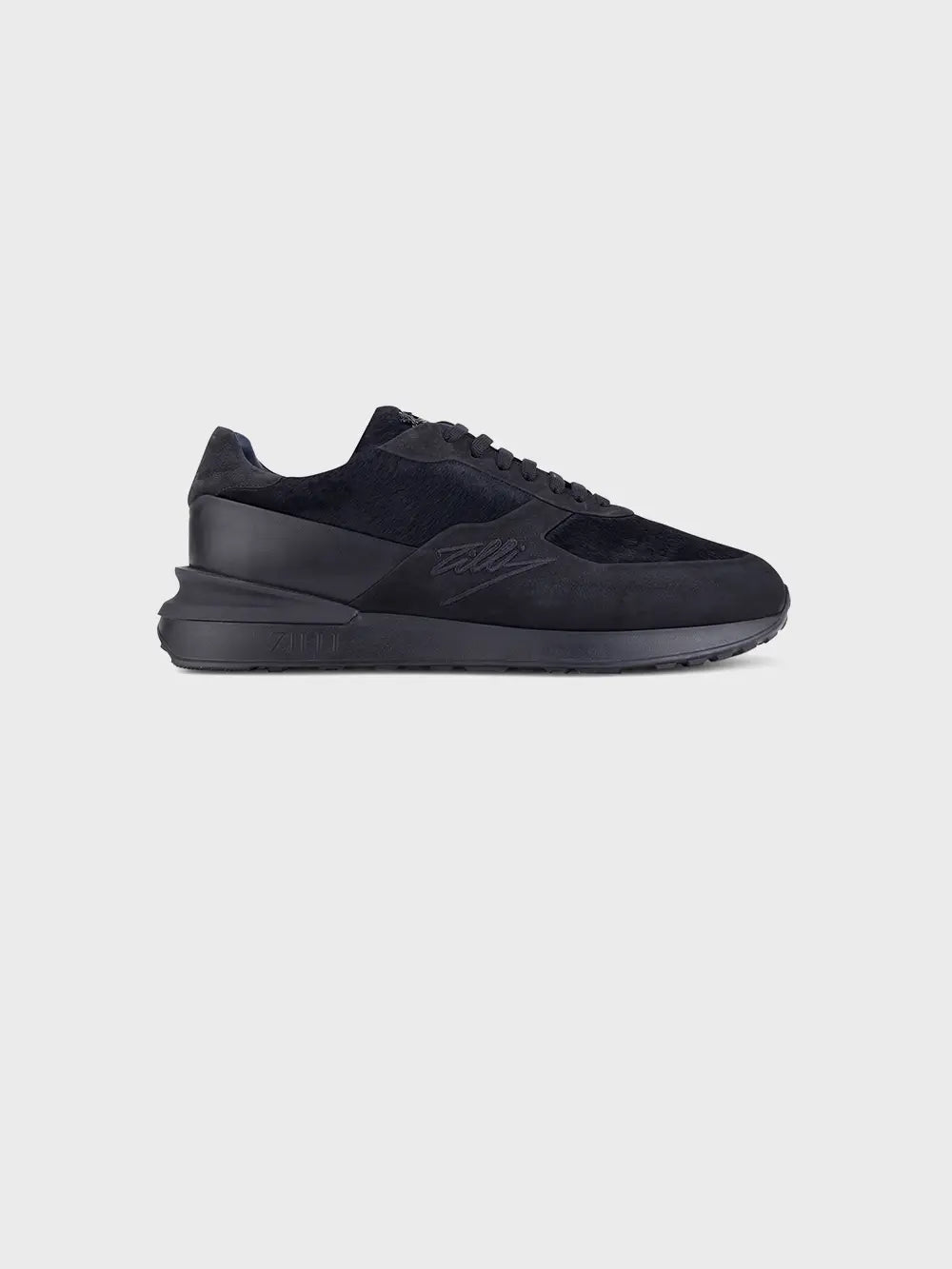 Замшевые кроссовки из телячьей кожи с подписью ZILLI